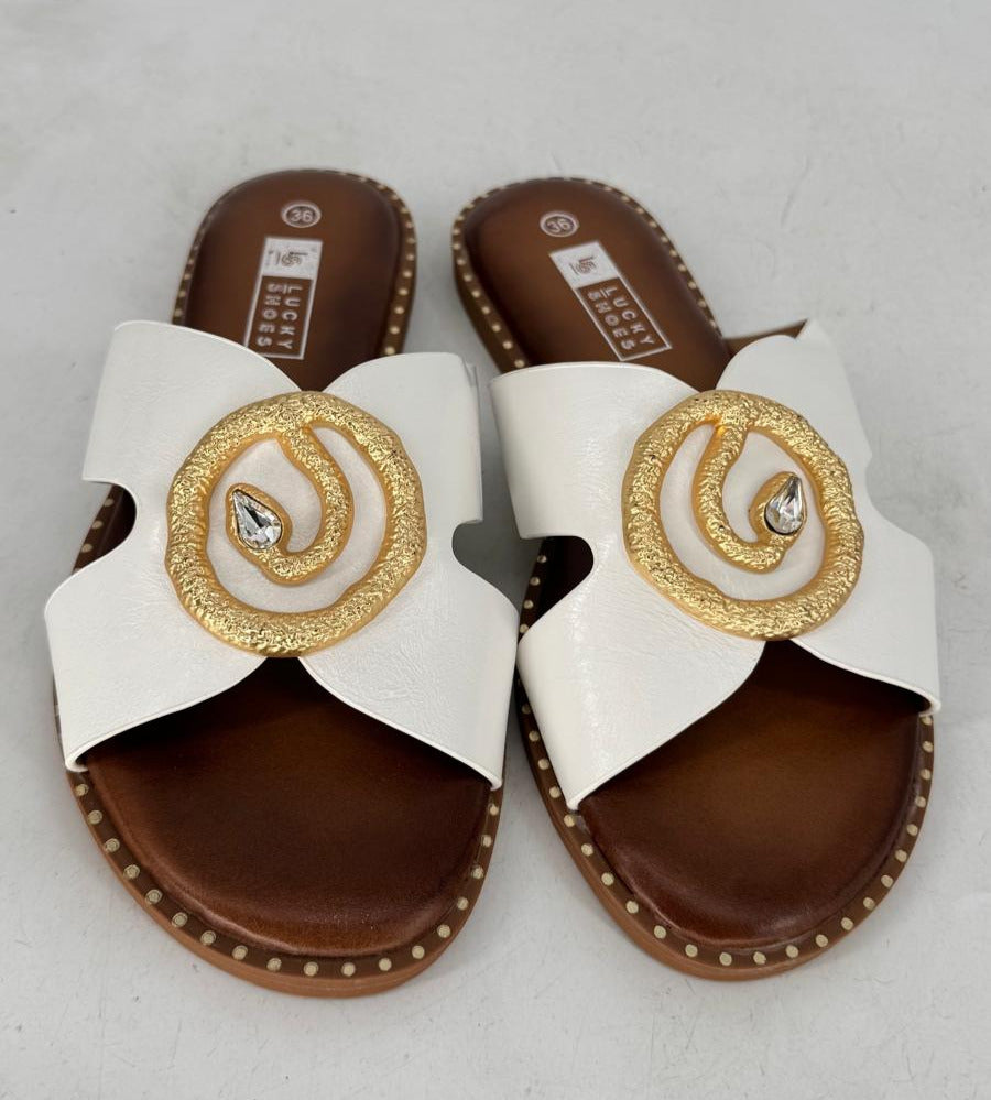 Flip Flop "Schlange" 3515, weiß/gold