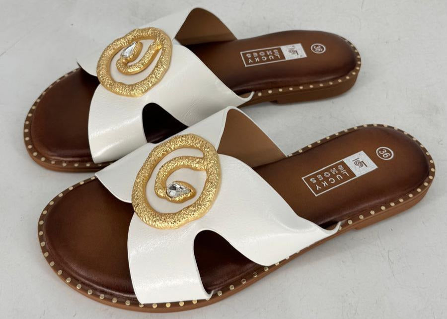 Flip Flop "Schlange" 3515, weiß/gold
