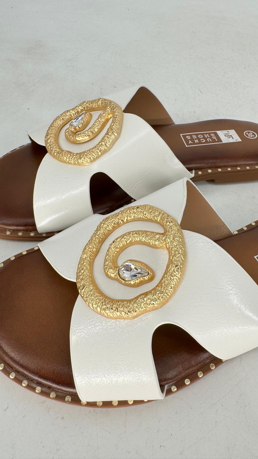 Flip Flop "Schlange" 3515, weiß/gold
