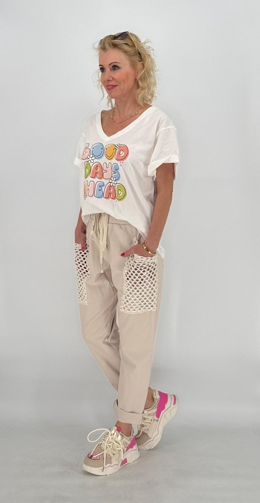 T-Shirt ESViViD "Good Days", creme/weiß