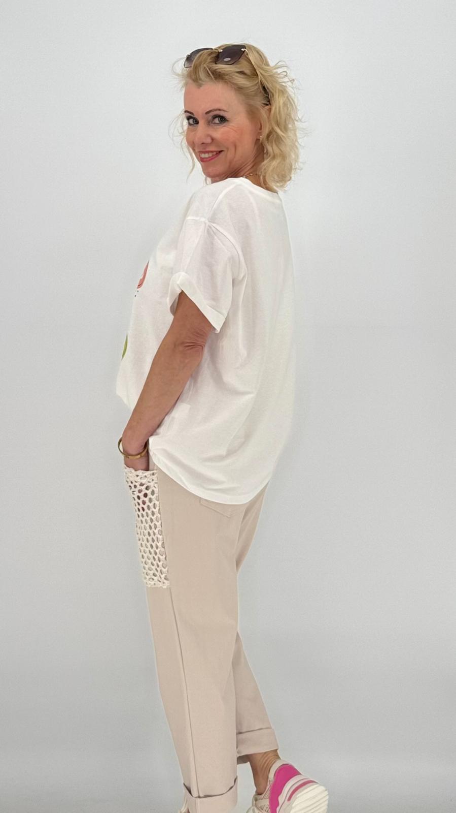 T-Shirt ESViViD "Good Days", creme/weiß