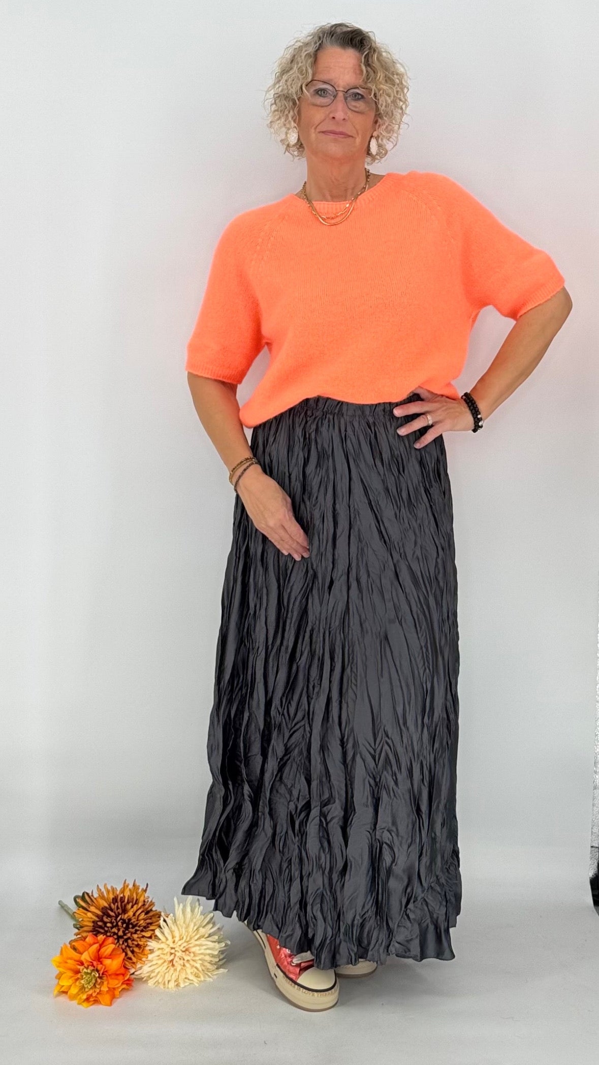 Maxi Rock, schwarz, silber