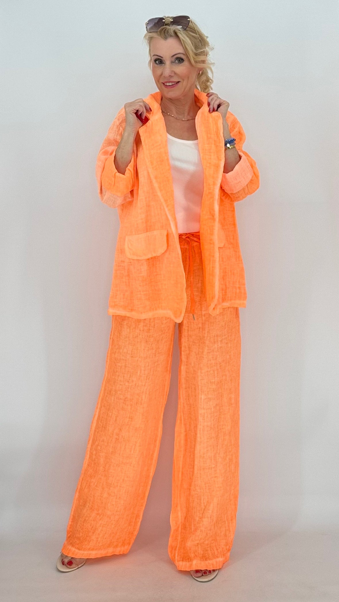 Leinen Blazer, neon orange