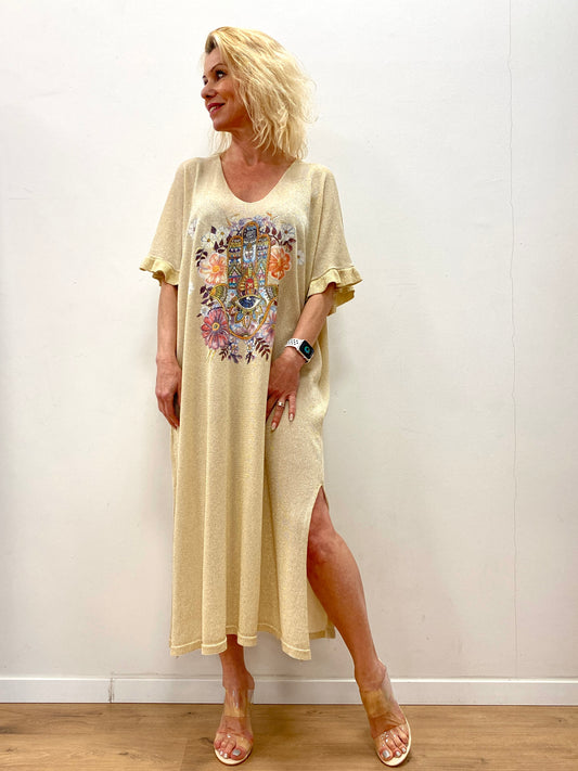Kleid "Indian-Summer" Strandkleid gold mit Details
