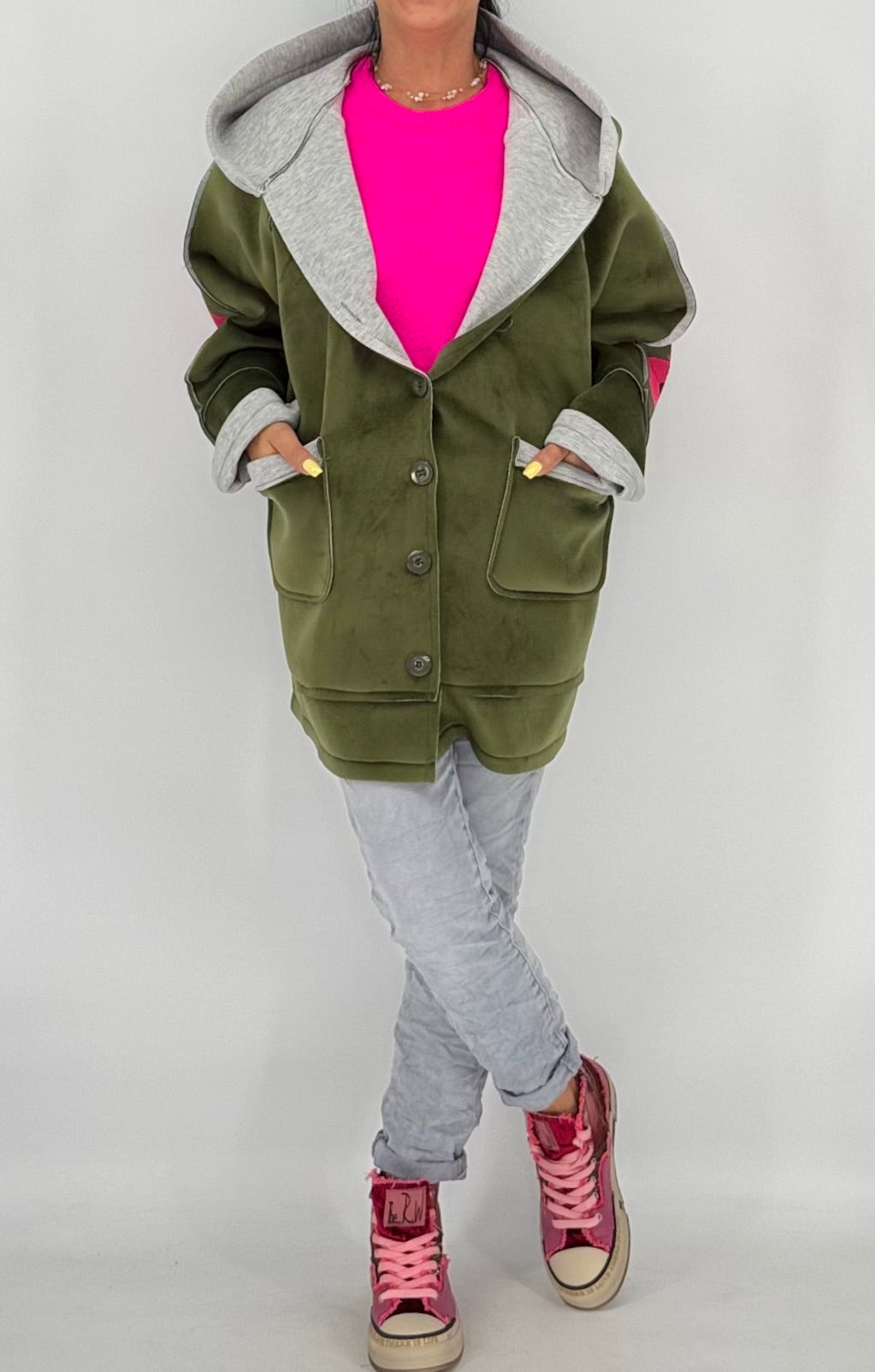 Jacke, "Copenhagen", orange, grün, braun, grau