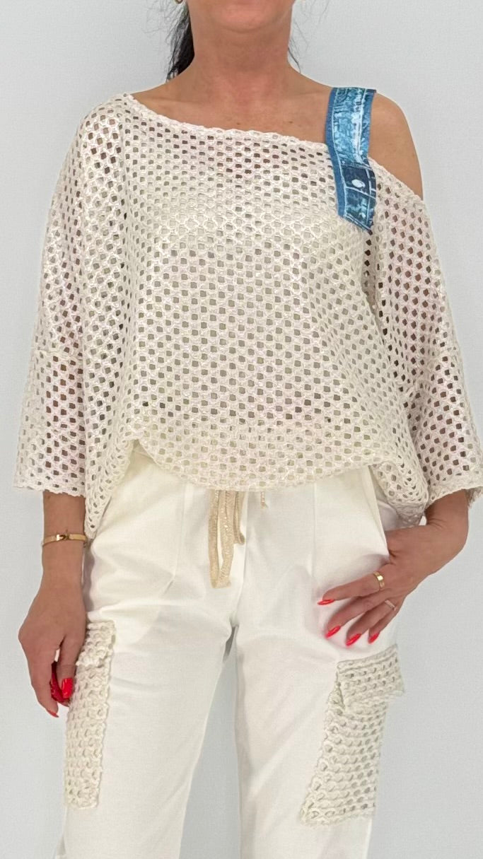 Netz Shirt in weiß