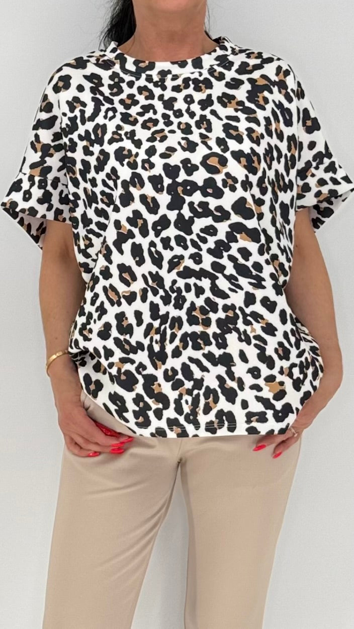Shirt oversized Leo, weiß/schwarz