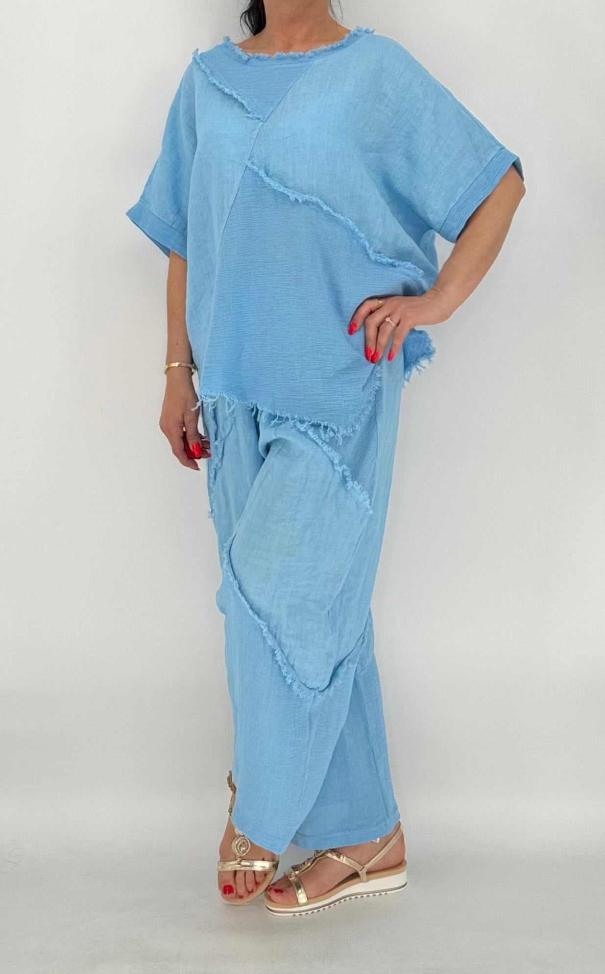 Shirt aus Leinen und Baumwolle, blau