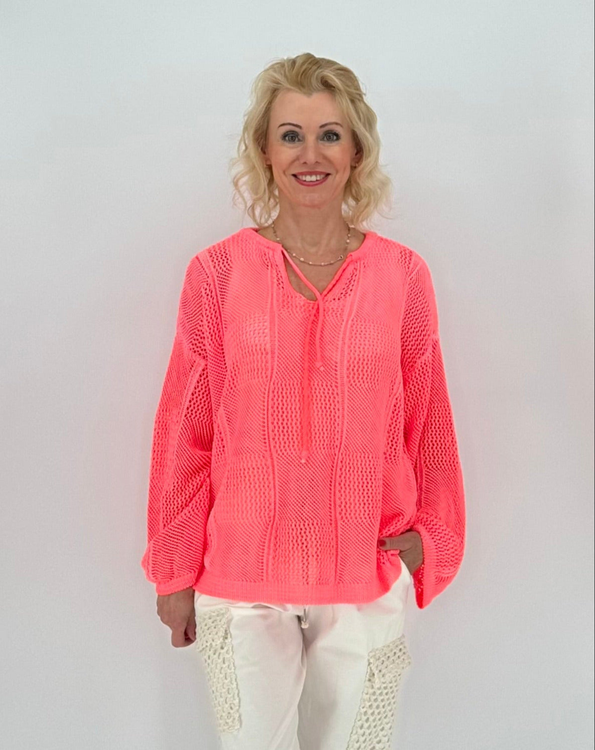Netz Shirt in neonapricot