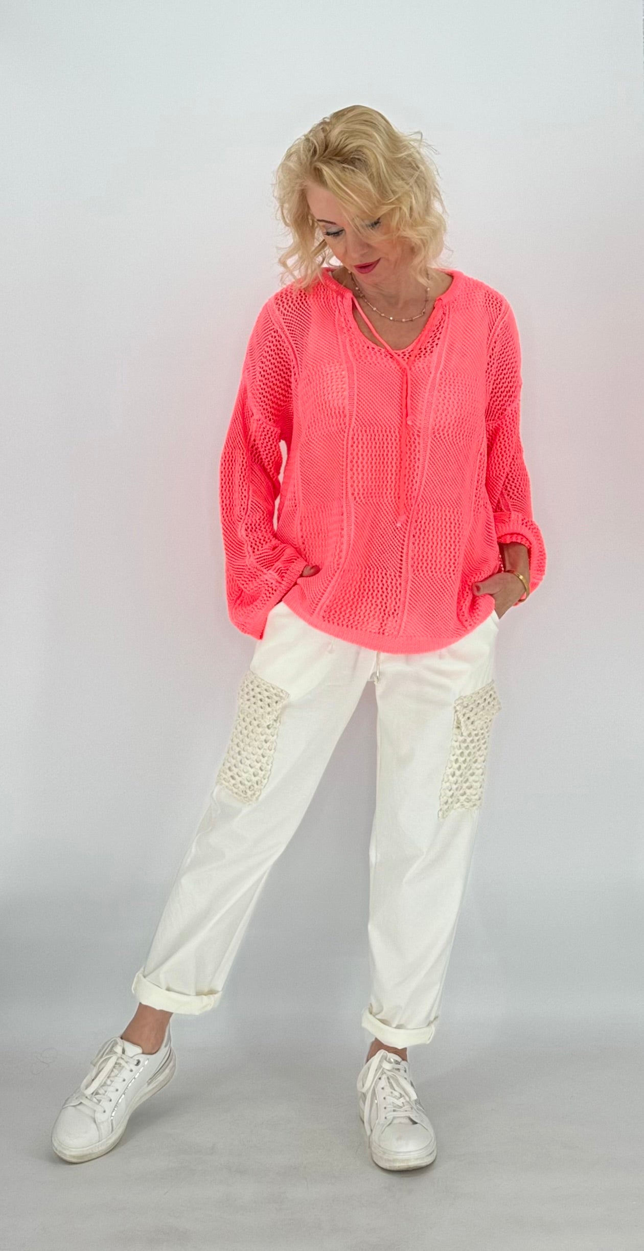 Netz Shirt in neonapricot
