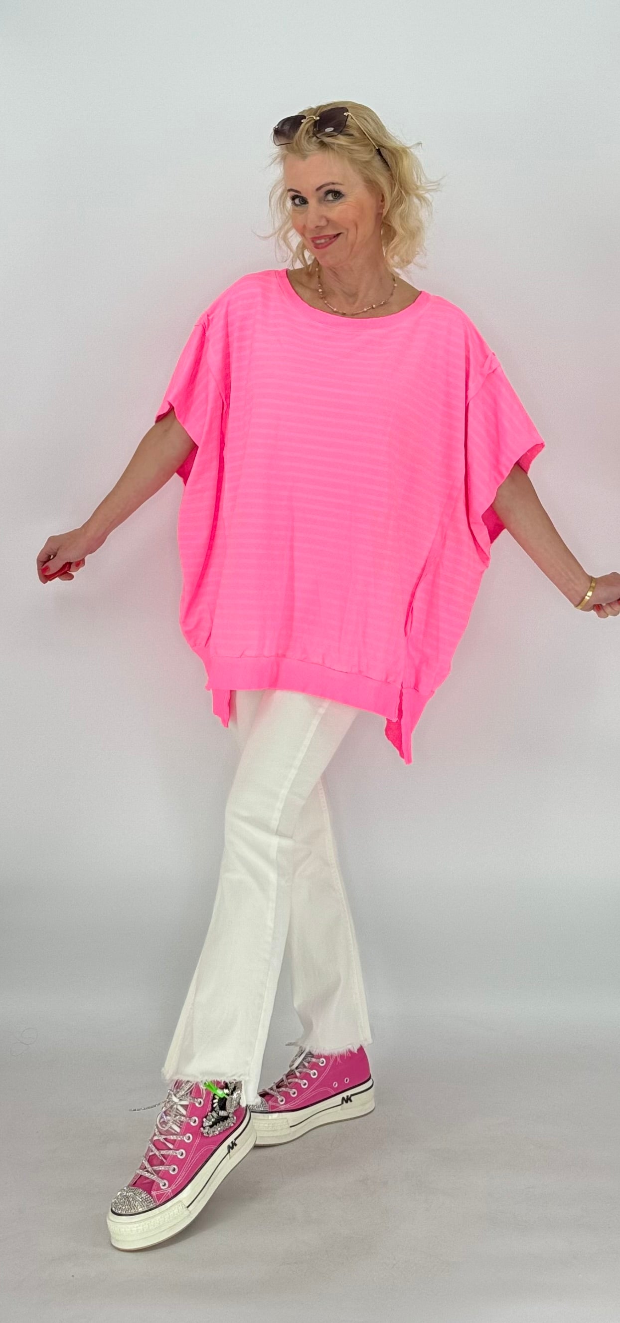 Esvivid T-Shirt neonrosa gestreift