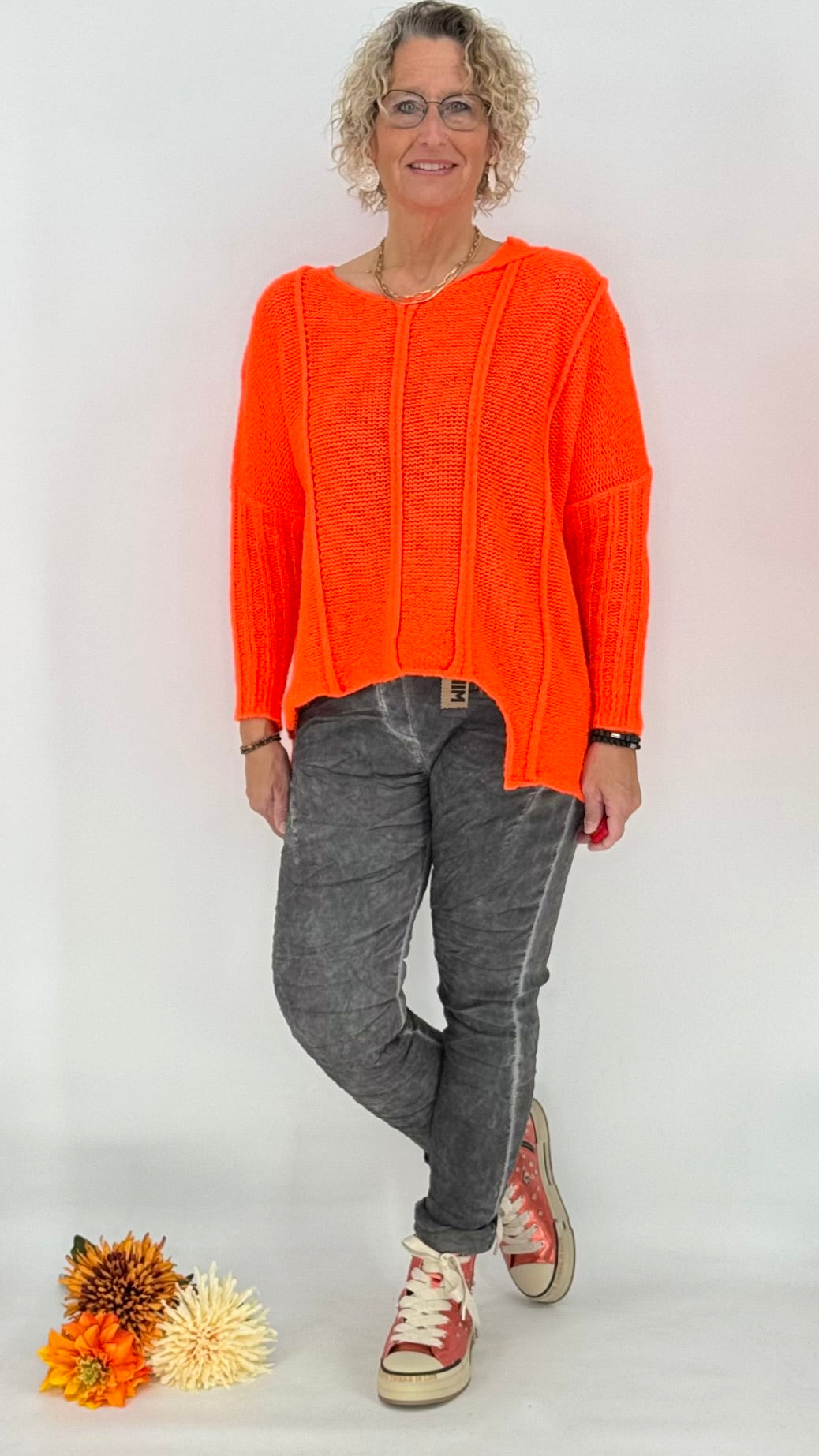 Pullover mit Wolle, orange, beige
