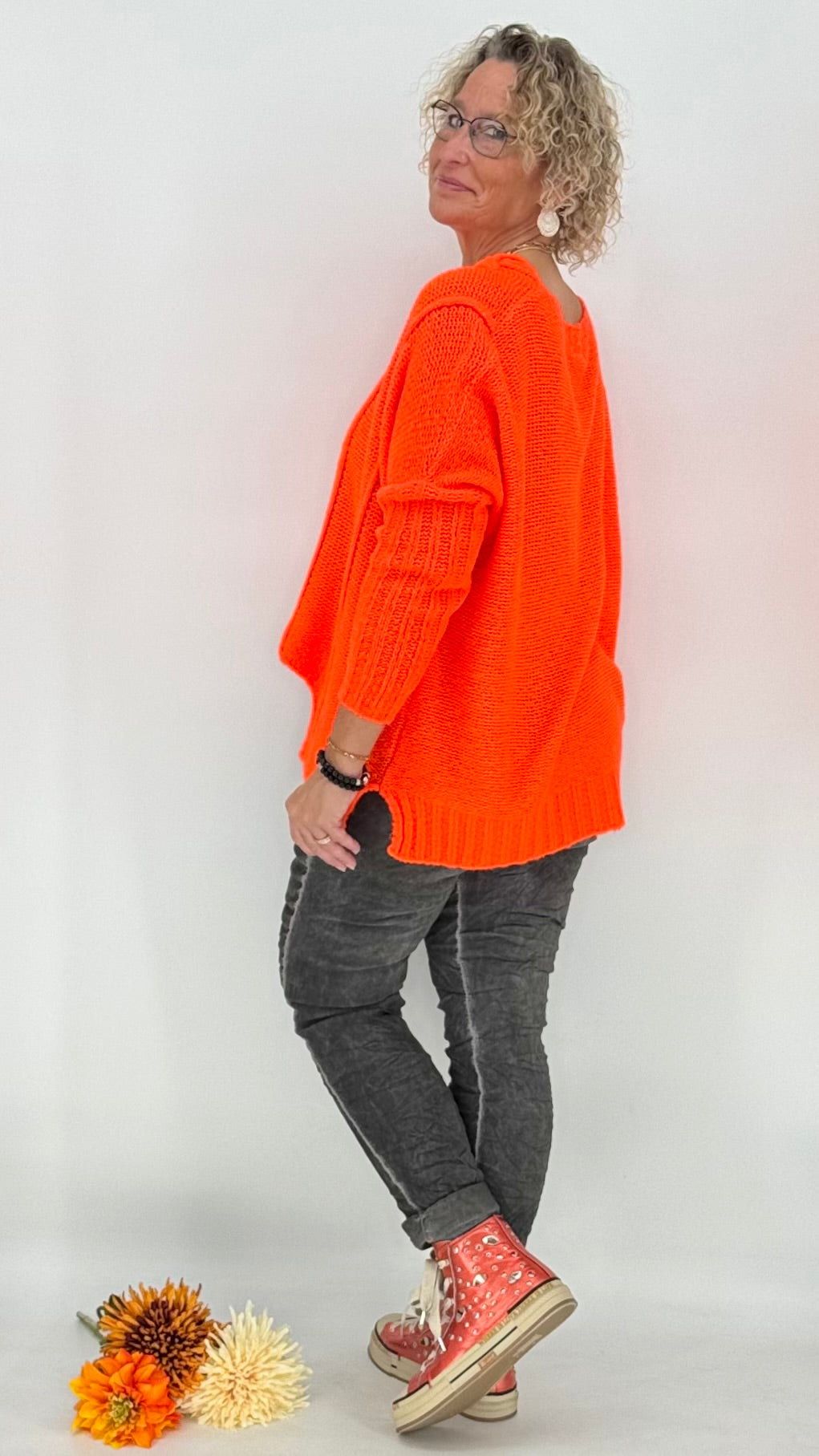 Pullover mit Wolle, orange, beige