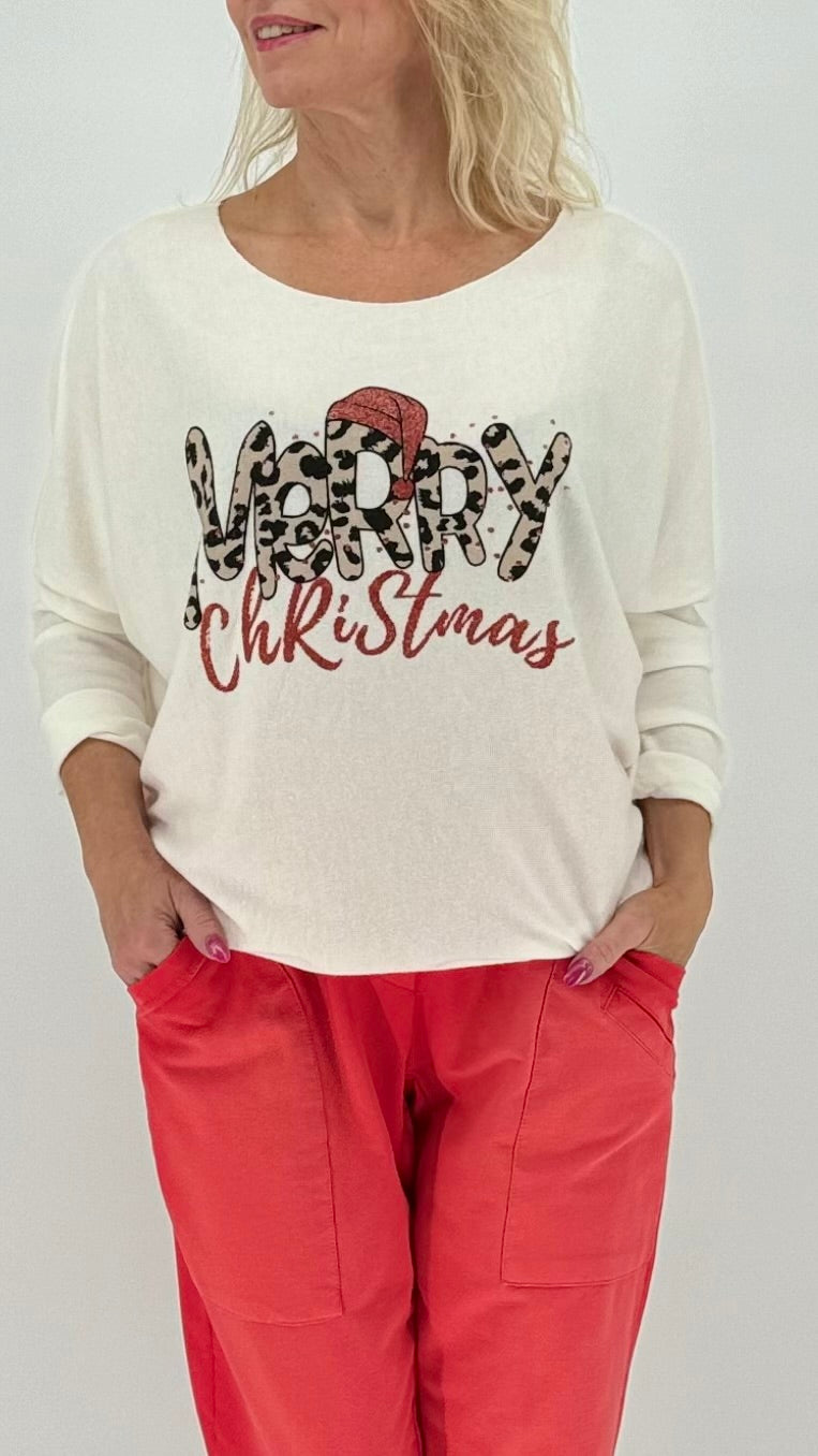 By Elena I Longpullover schwarz/ rot mit Strass