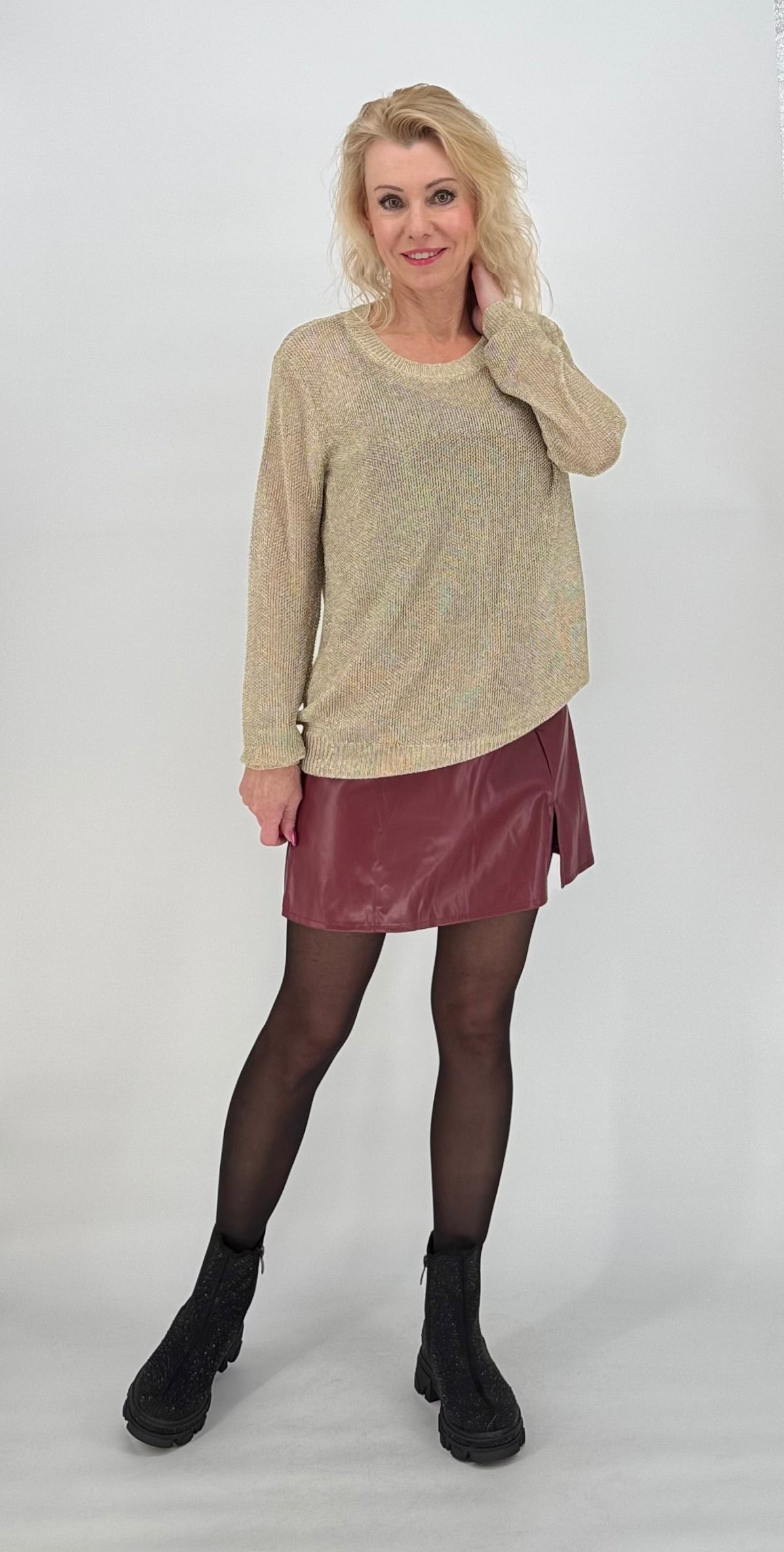 Netz Pullover gold