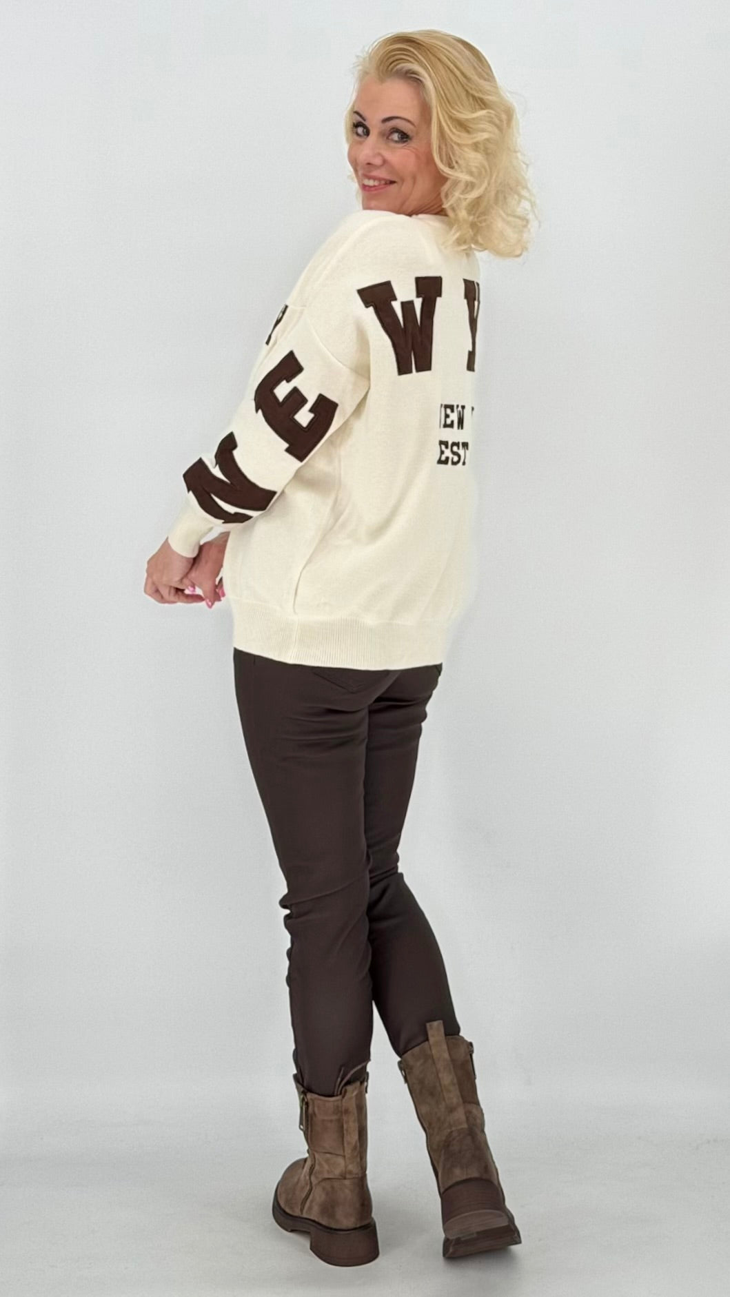 Pullover cremefarbig, "NY"
