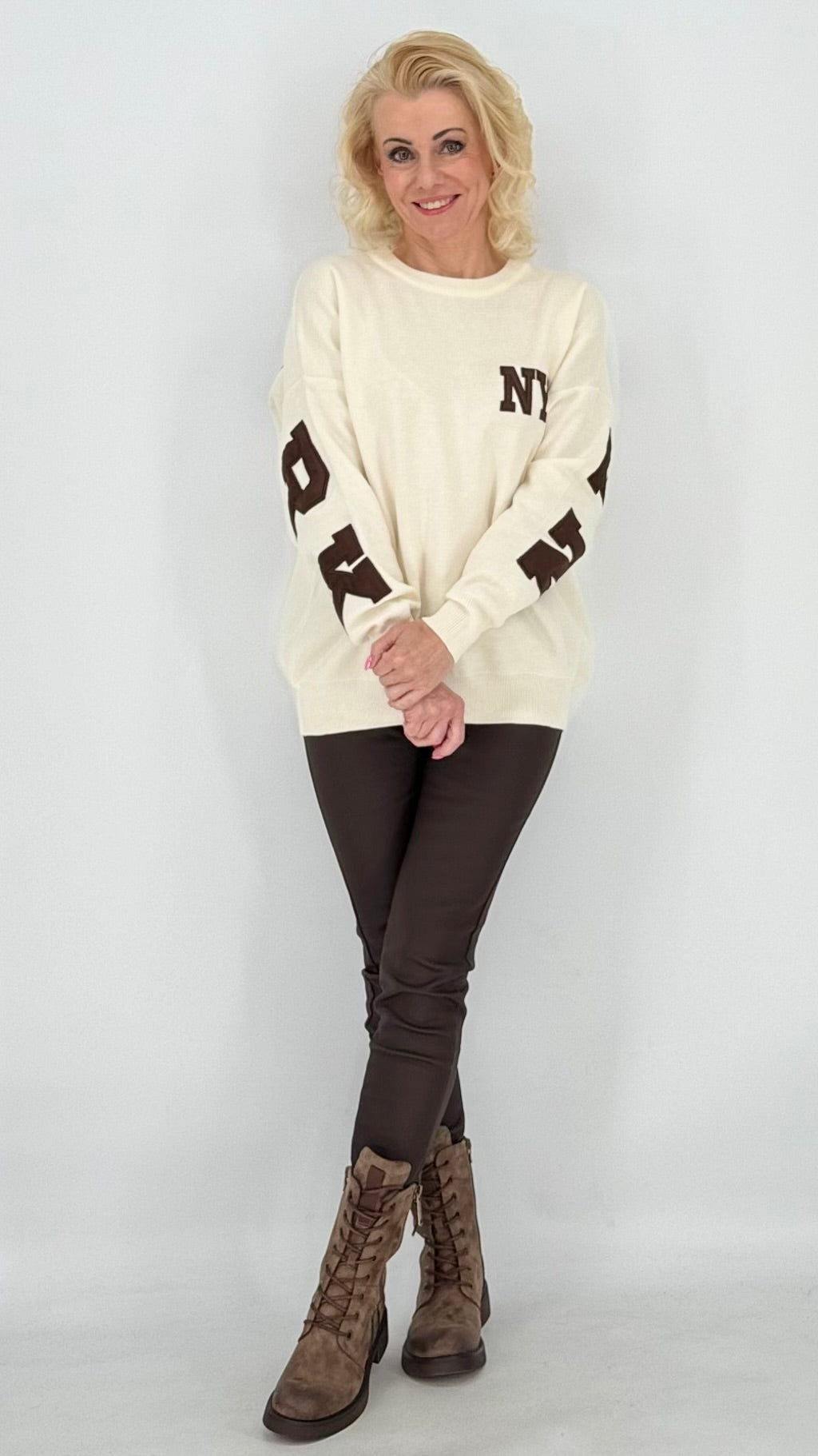 Pullover cremefarbig, "NY"
