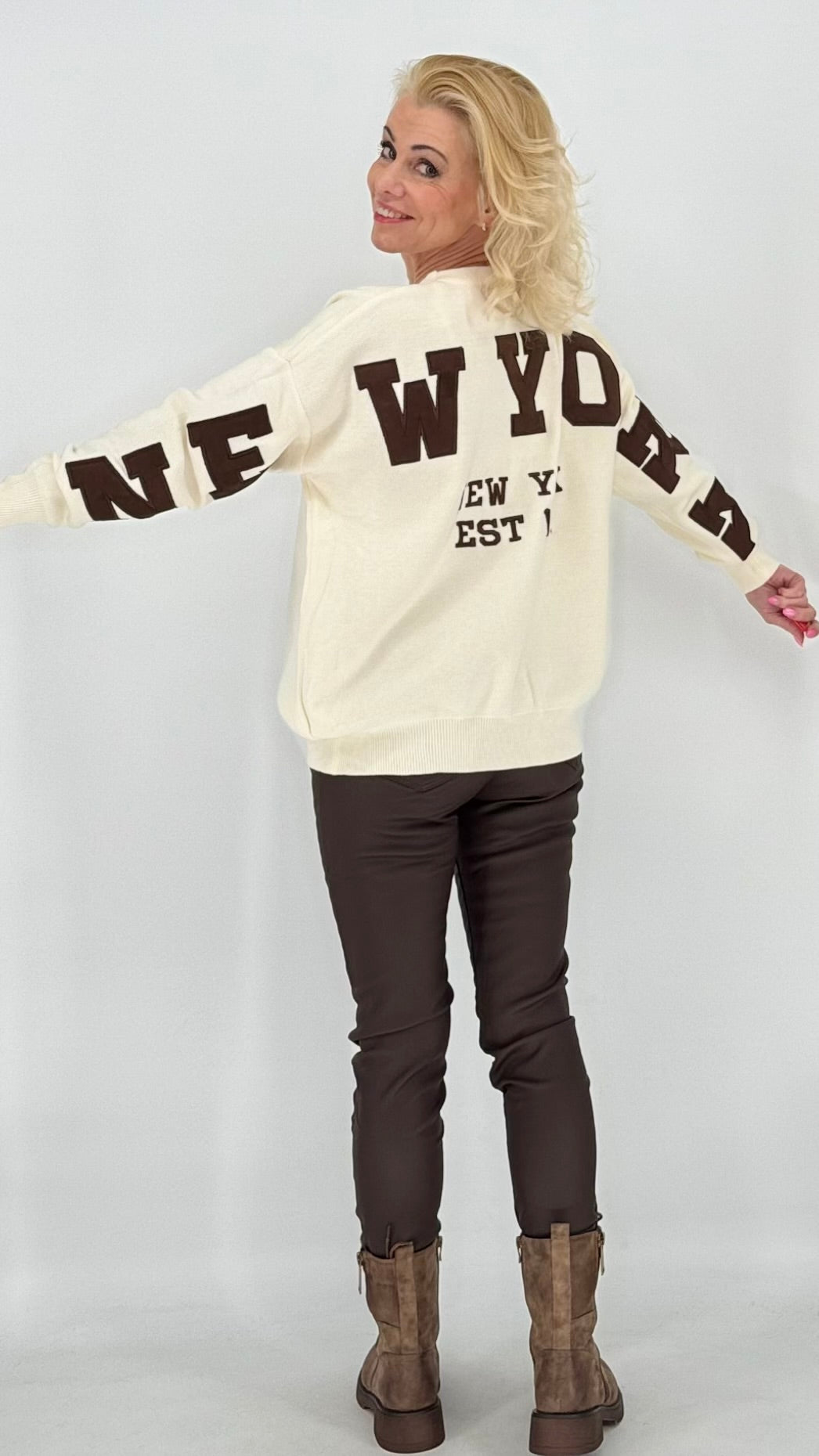 Pullover cremefarbig, "NY"