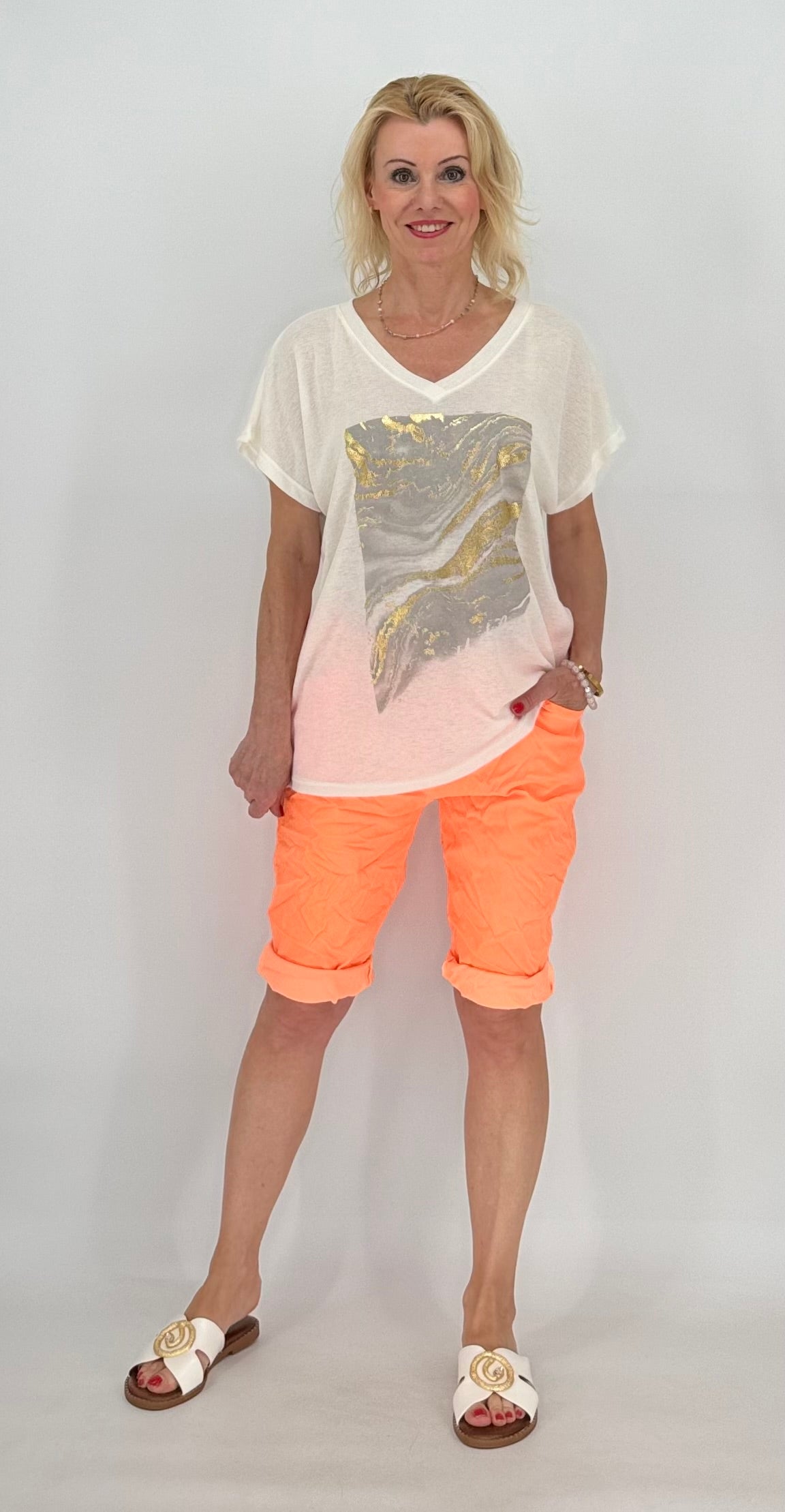 T-Shirt, weiß/gold