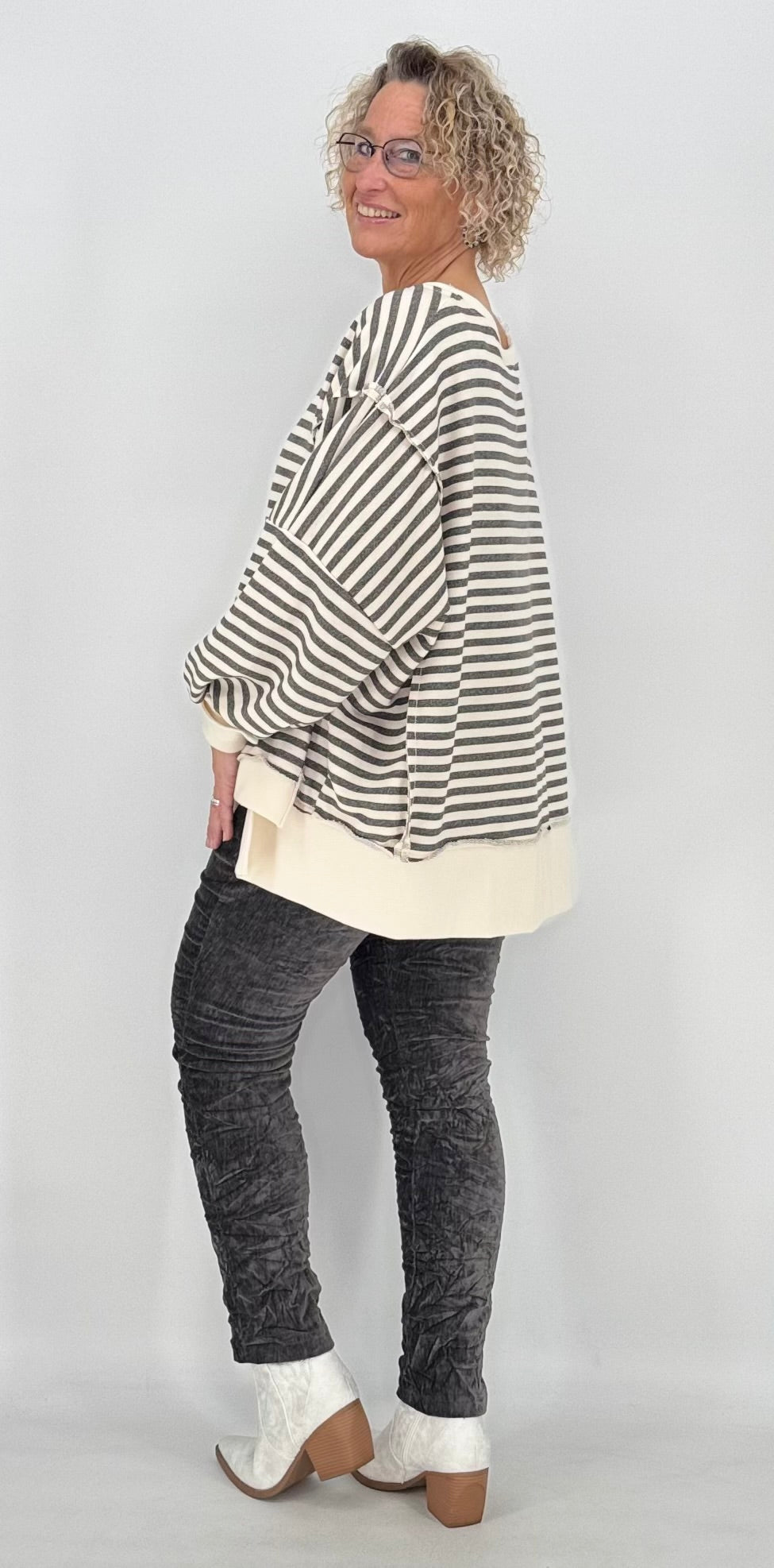 Sweatshirt, Grau/Beige