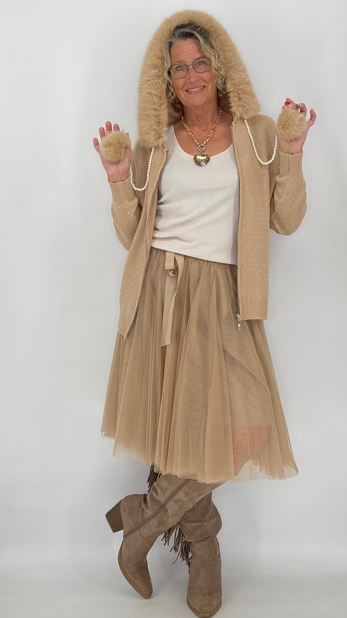 Tüll Rock beige