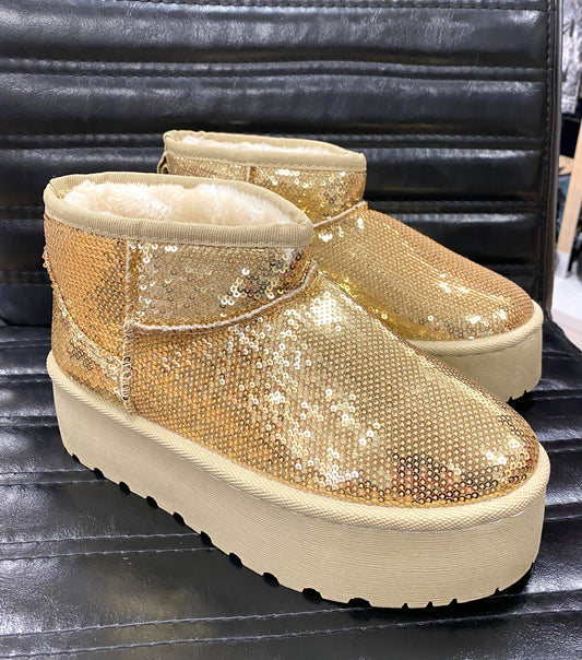 Winter Schuhe goldene Pailletten LS-771