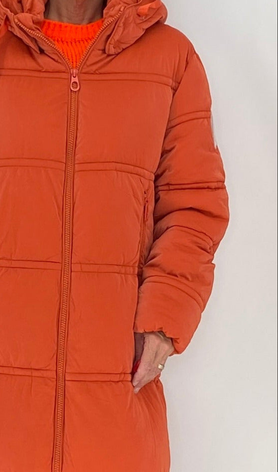 Winter Mantel, orange, grün