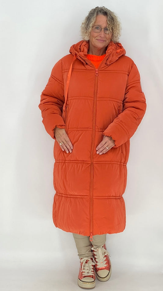 Winter Mantel, orange, grün