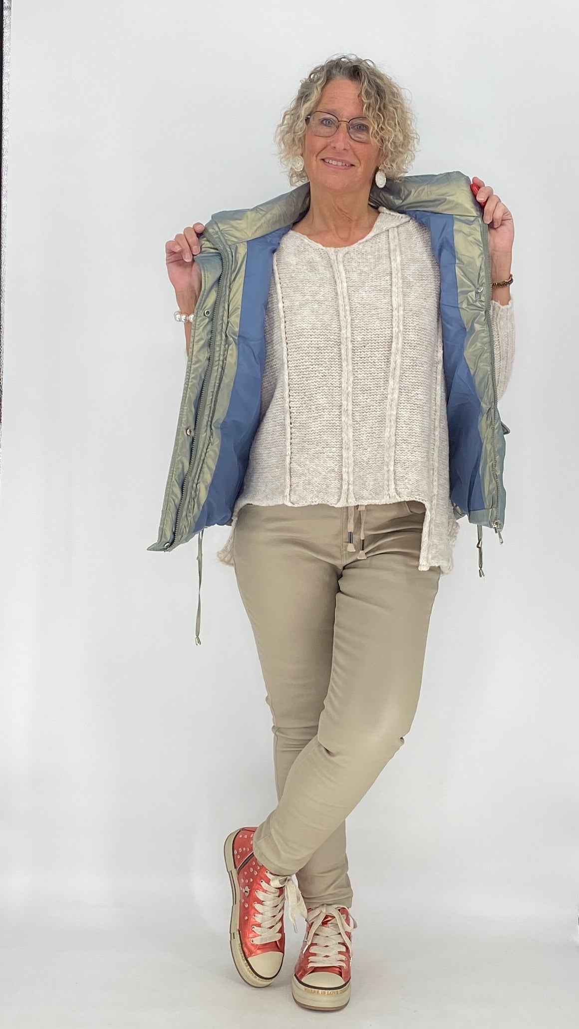 Pullover mit Wolle, orange, beige
