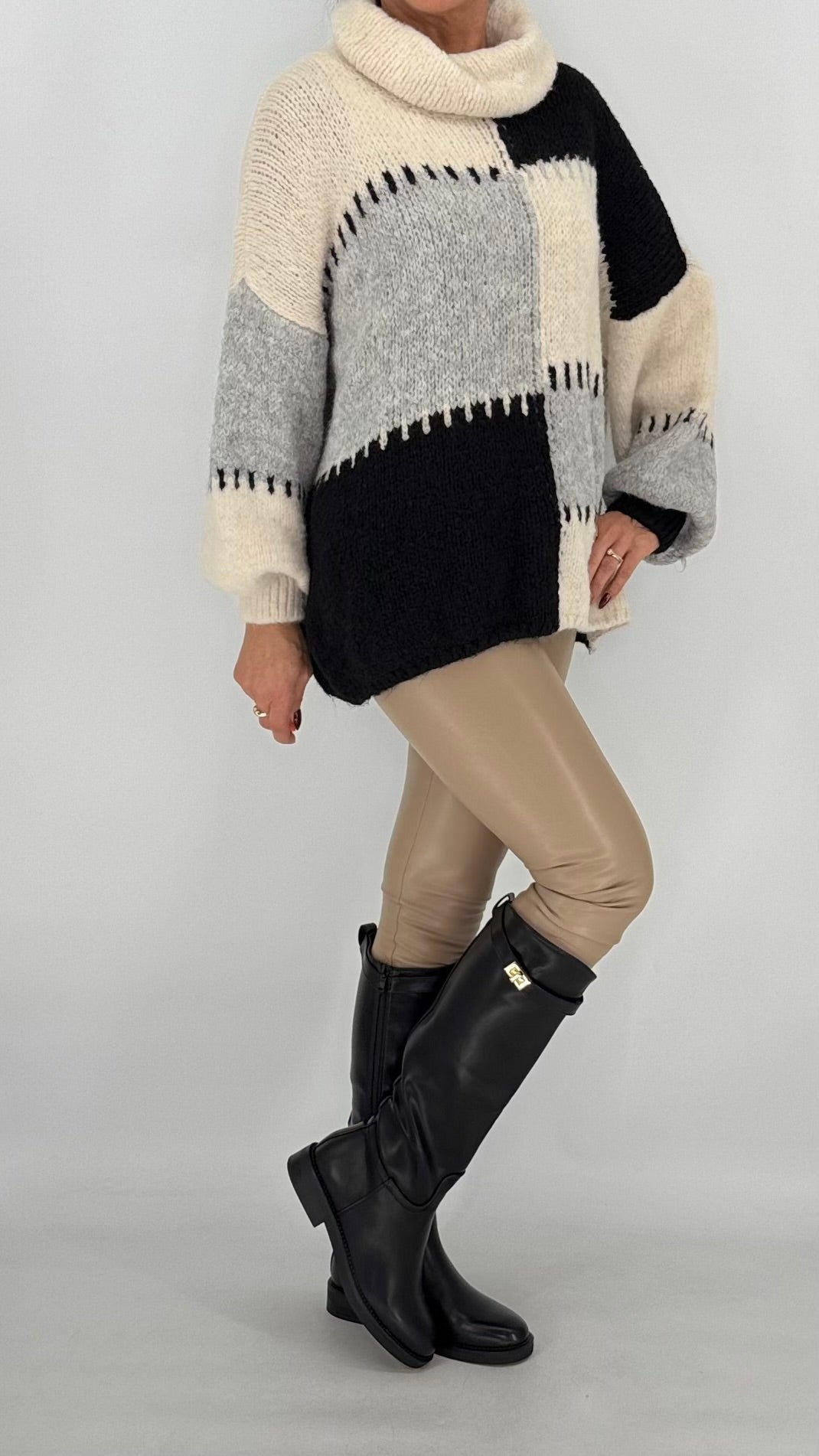 Strickpullover "Harmony", babyblau, braun, rosa, grau