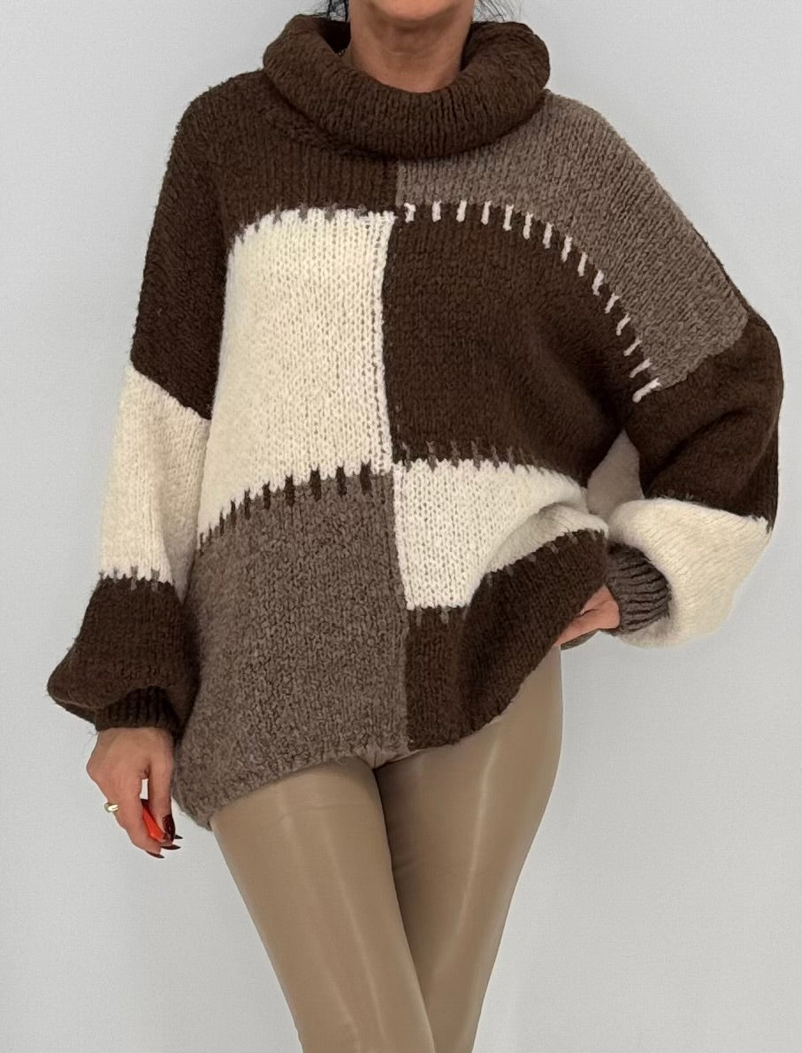 Strickpullover "Harmony", babyblau, braun, rosa, grau