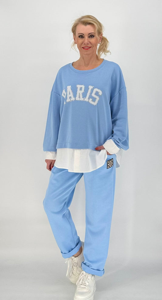 Oversized Shirt "Paris" blau