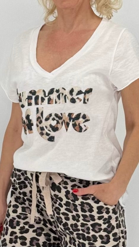 T-Shirt ESViViD "Summer of Love" filz, weiß