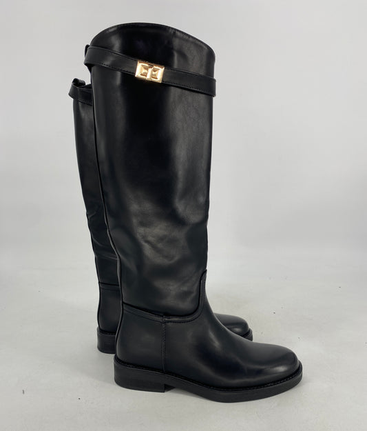 Klassische schwarze Stiefel, schwarz D-99