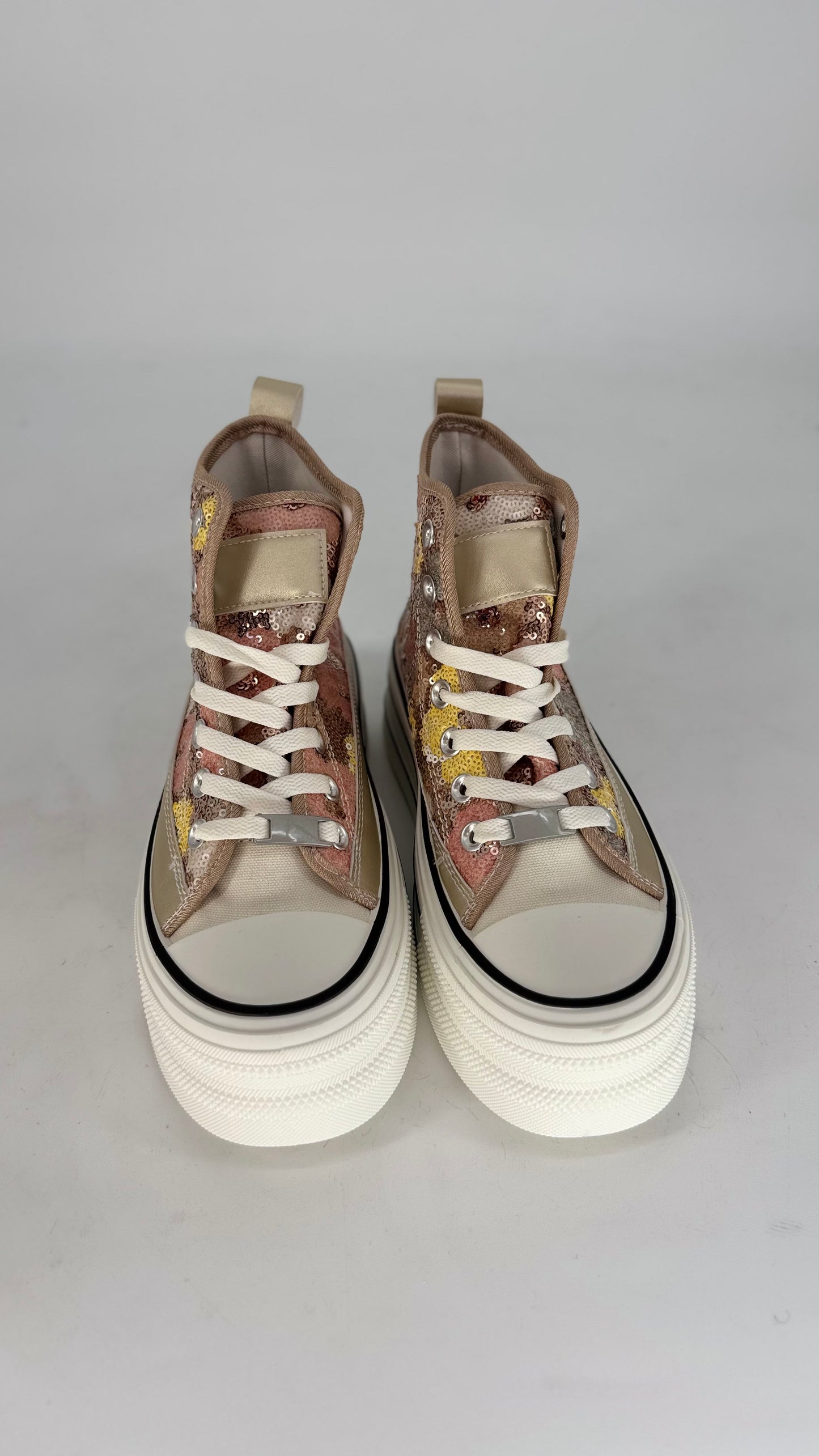 Sneaker mit bunten floralen Pailleten 8-131