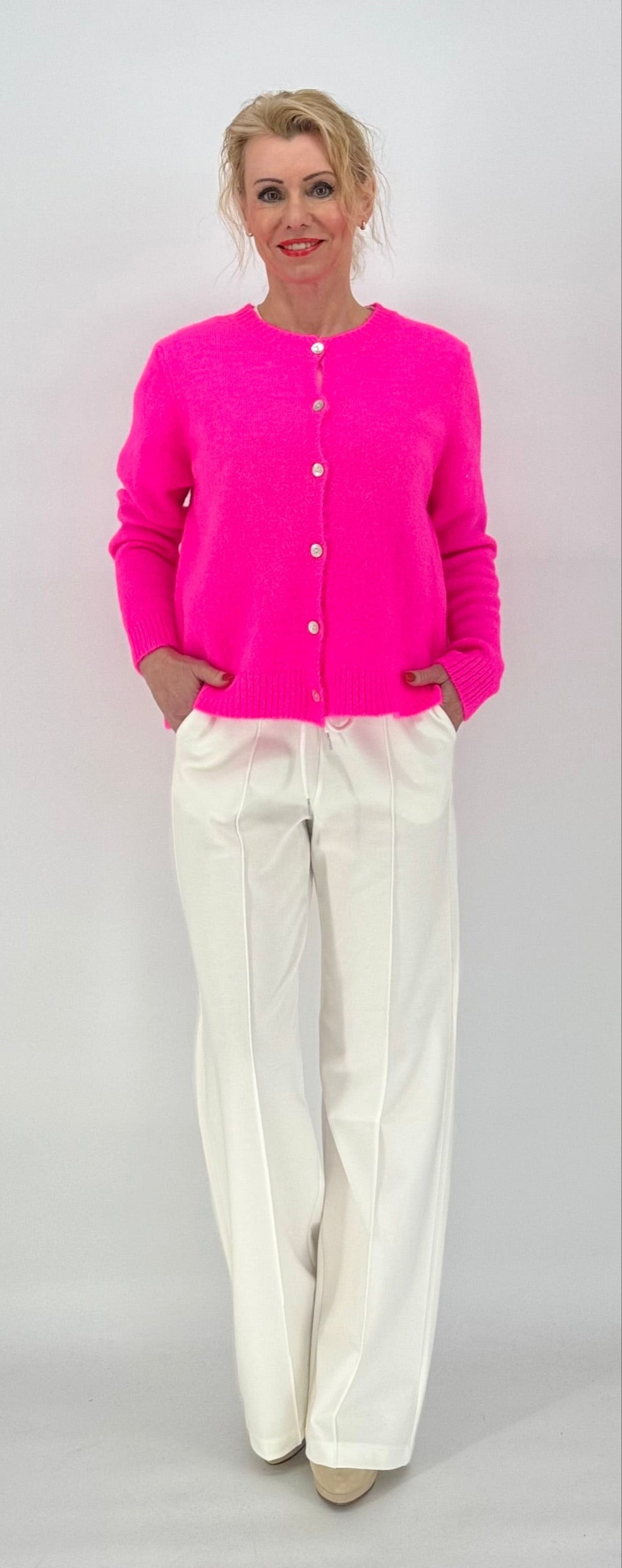 Strickjacke ESViViD Baby Alpaca Neonpink