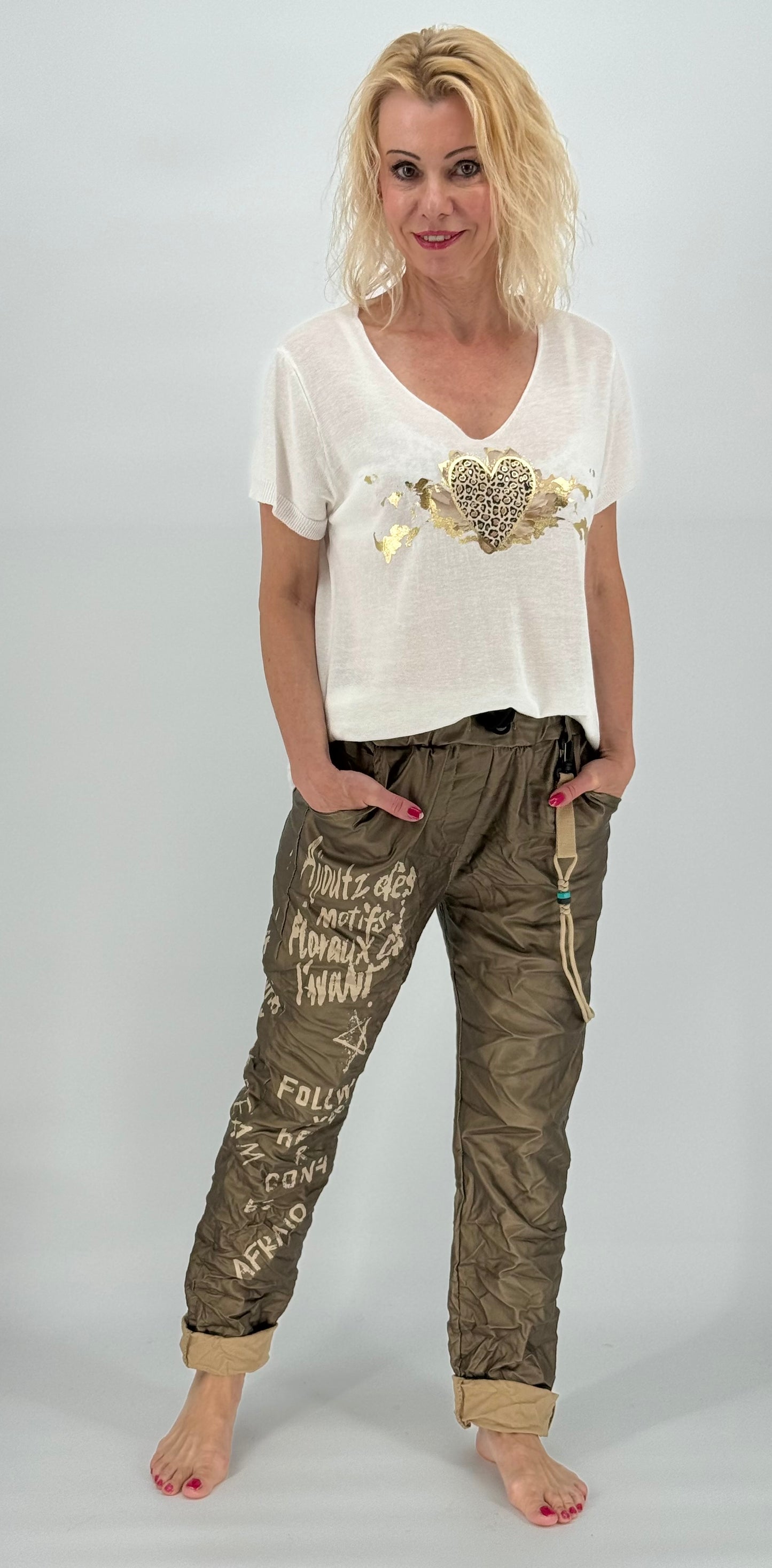 Joggpants Lederimitat Hose bronze