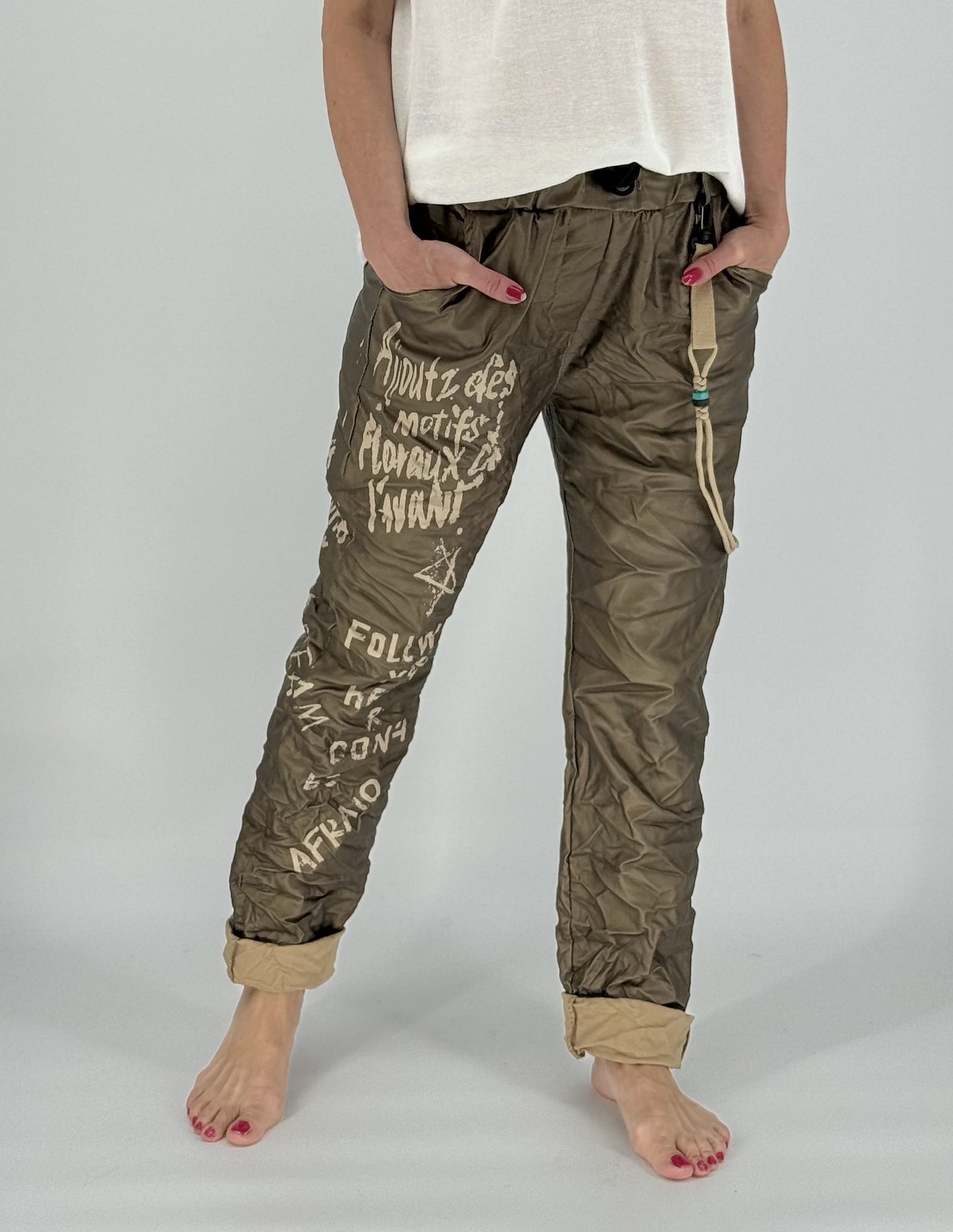 Joggpants Lederimitat Hose bronze