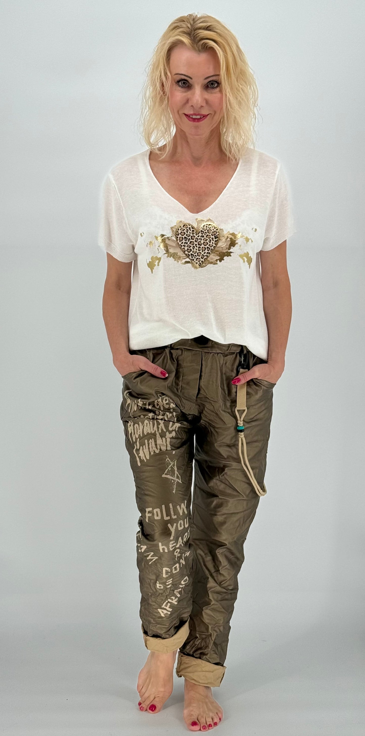 Joggpants Lederimitat Hose bronze