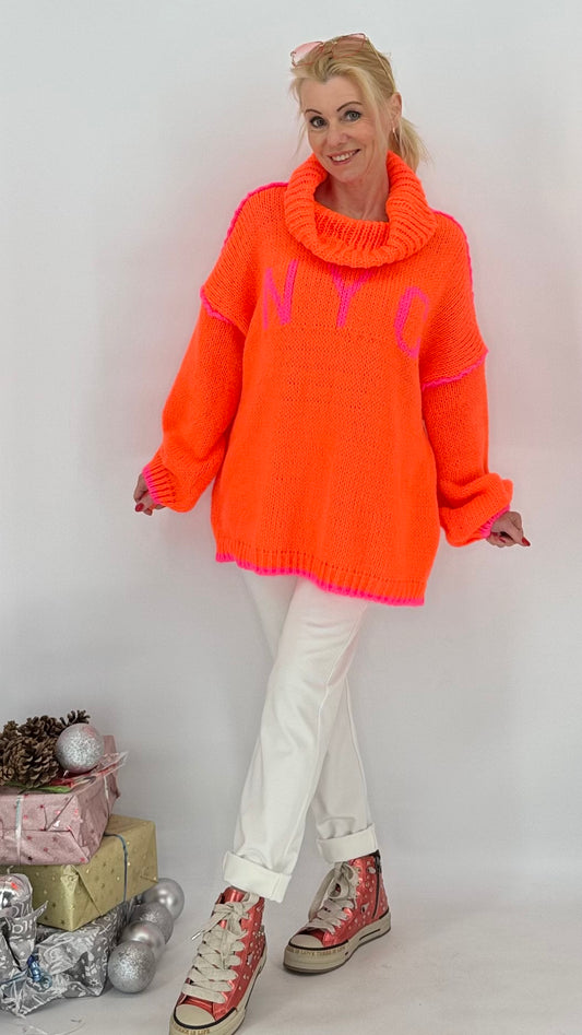 Pullover "NYC", pink,orange