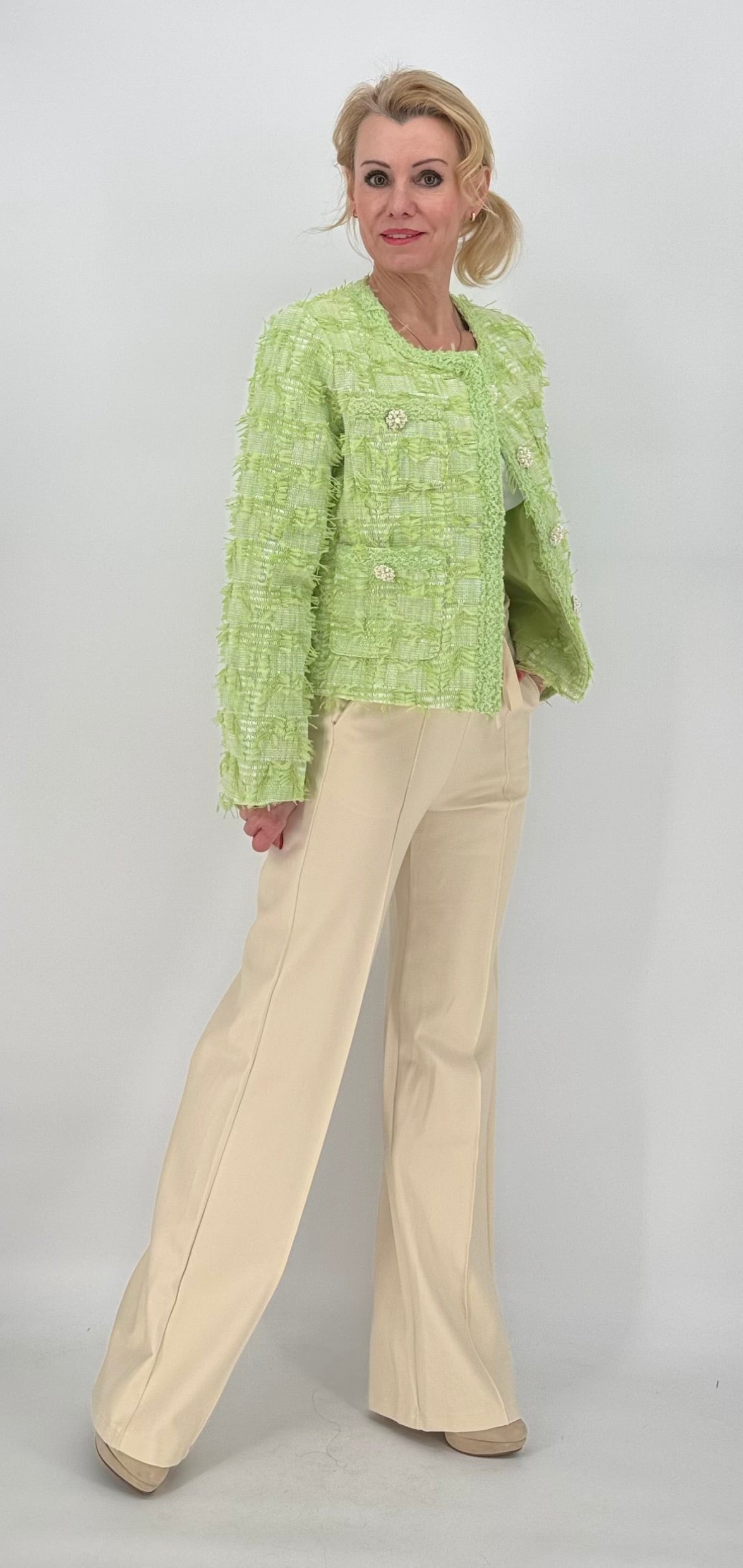Tweed-Jacke Premium hellgrün