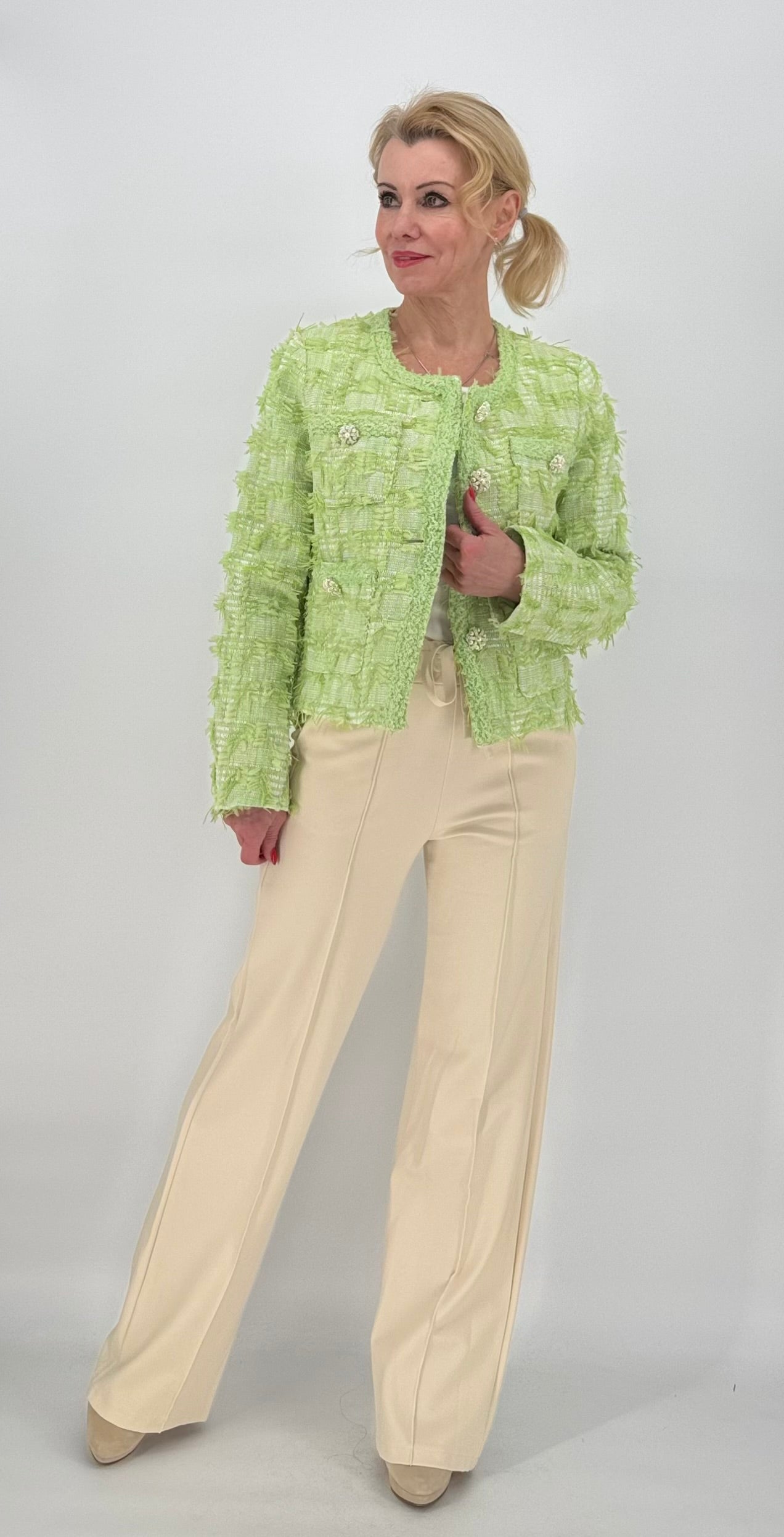 Tweed-Jacke Premium hellgrün