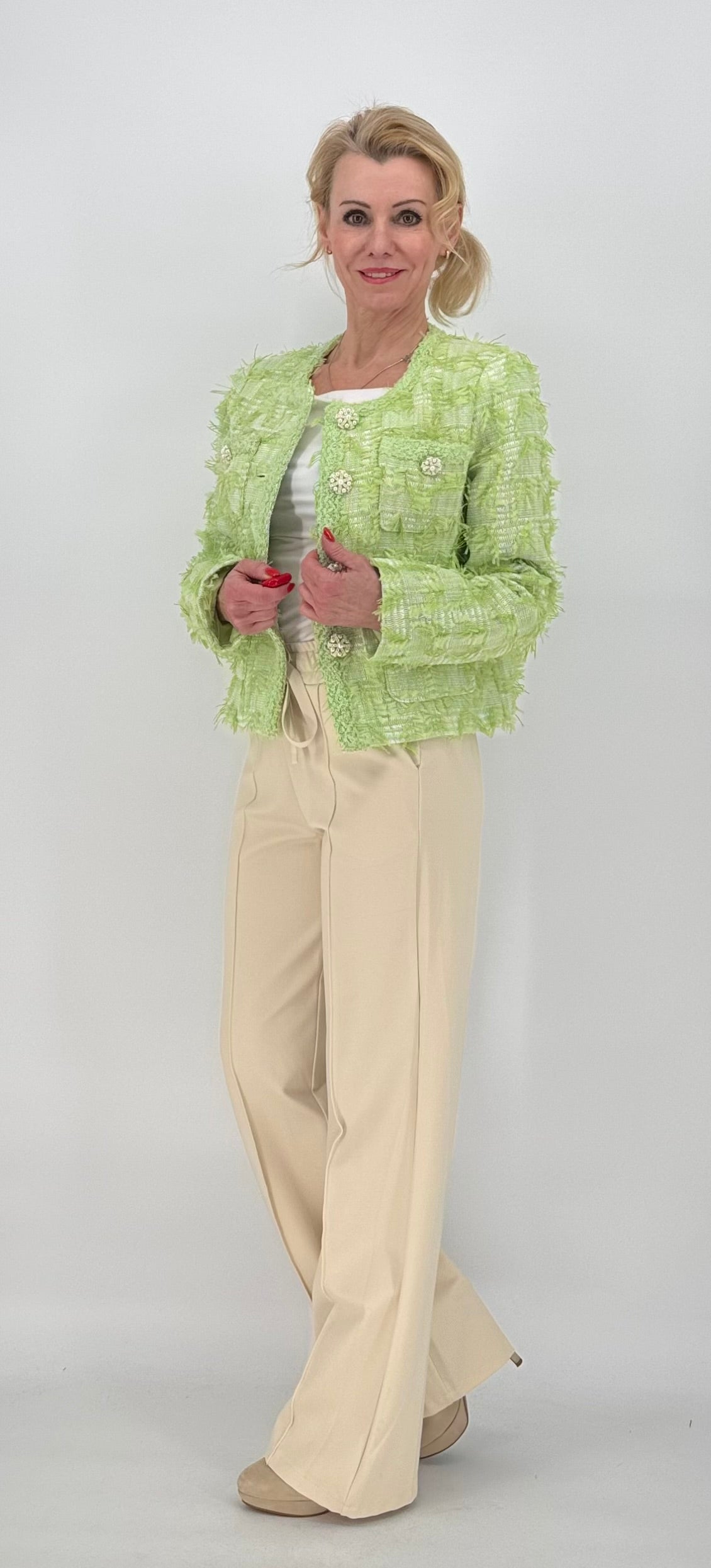 Tweed-Jacke Premium hellgrün