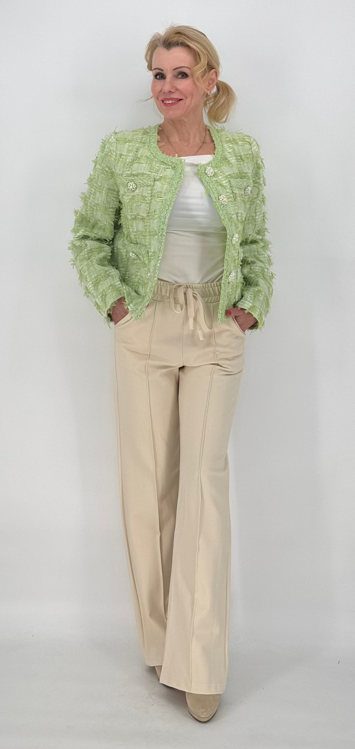Tweed-Jacke Premium hellgrün
