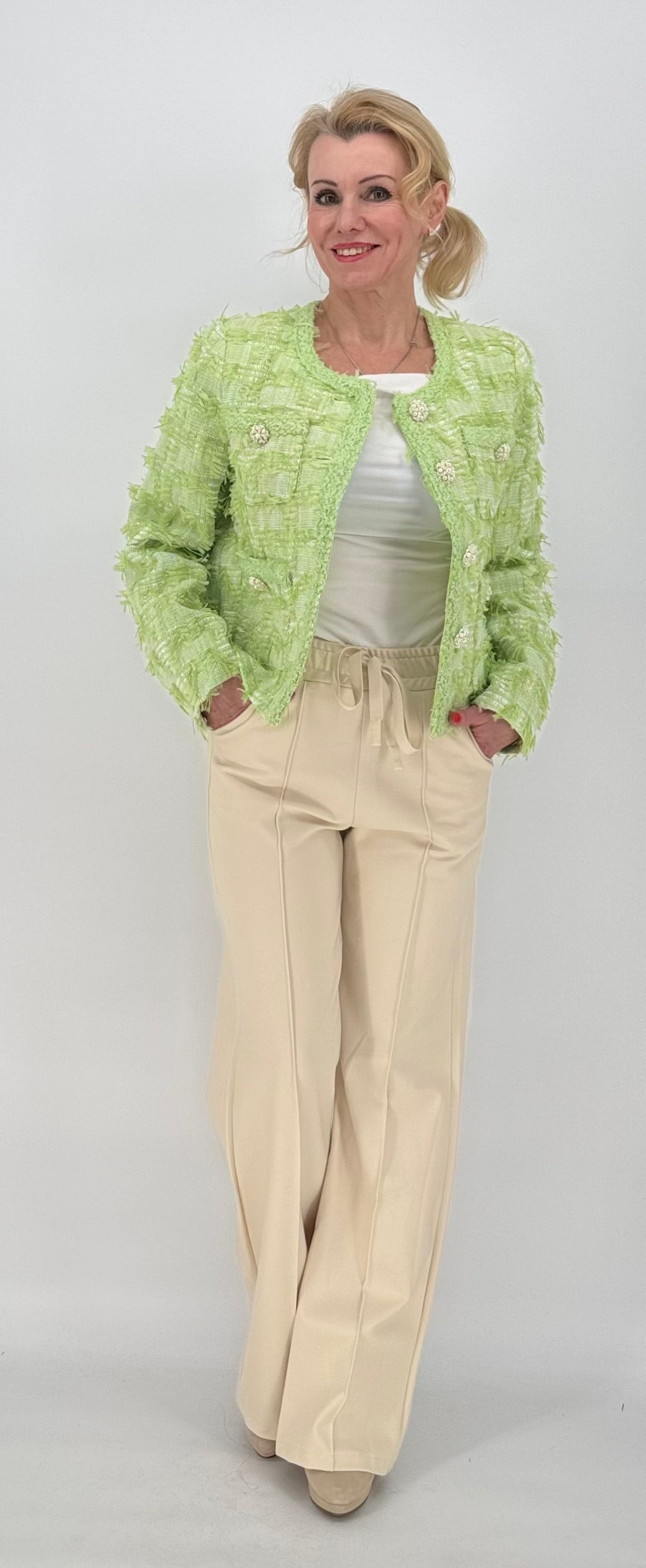 Tweed-Jacke Premium hellgrün