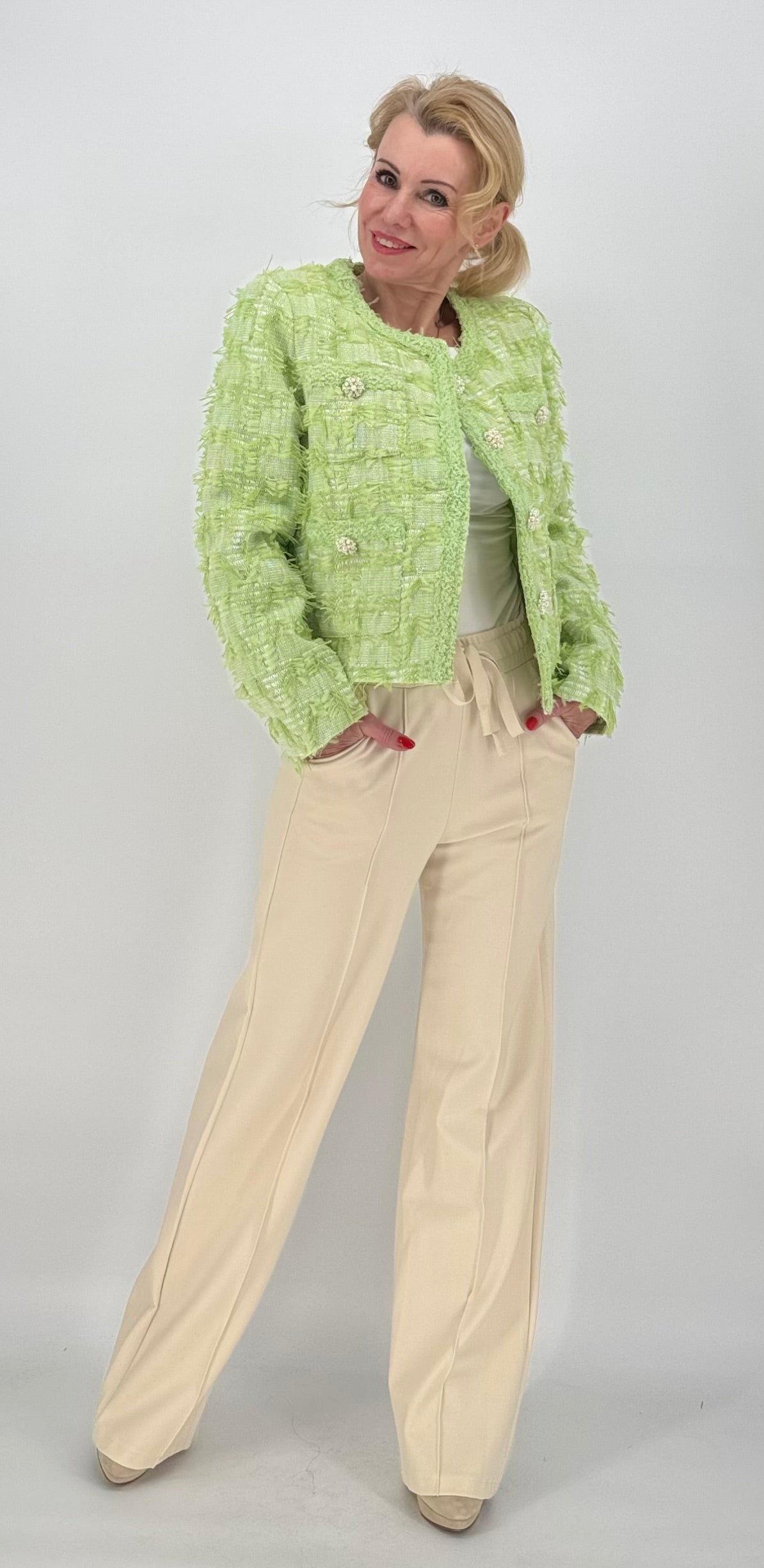 Tweed-Jacke Premium hellgrün