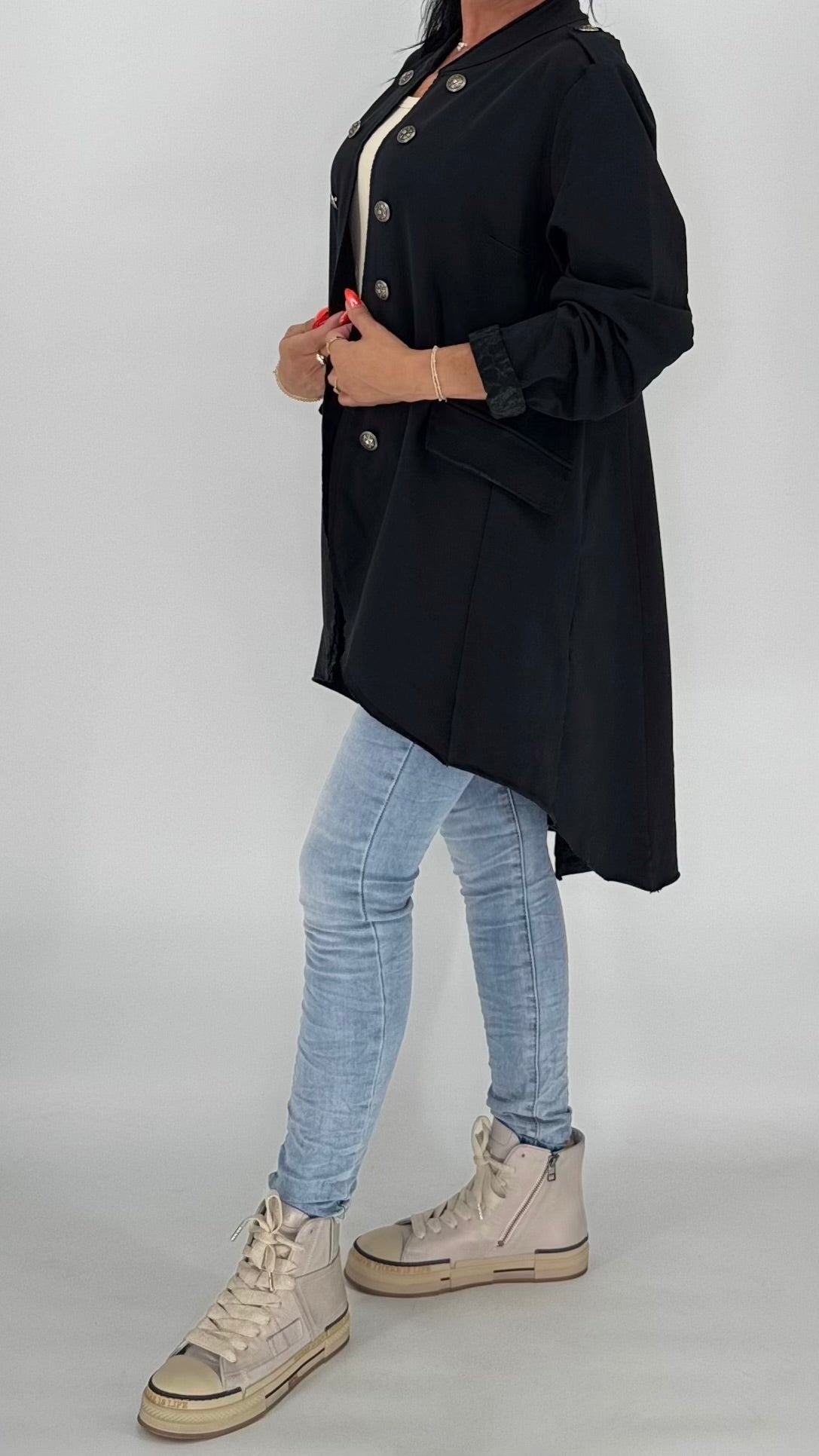 Military-Mantel "Button" – Schwarz