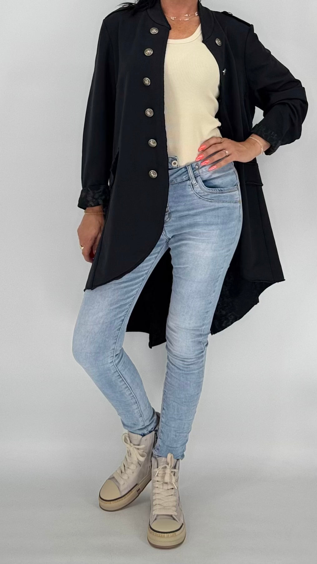Military-Mantel "Button" – Schwarz