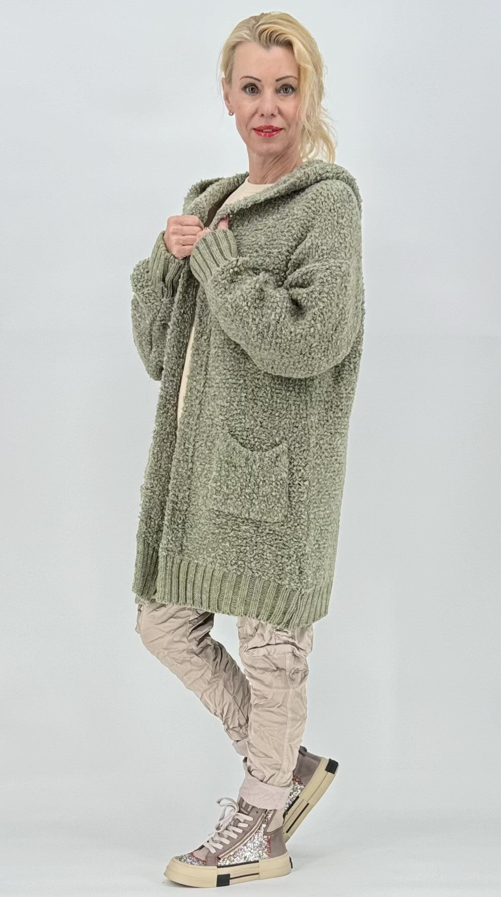 Strickjacke Bouclé grün