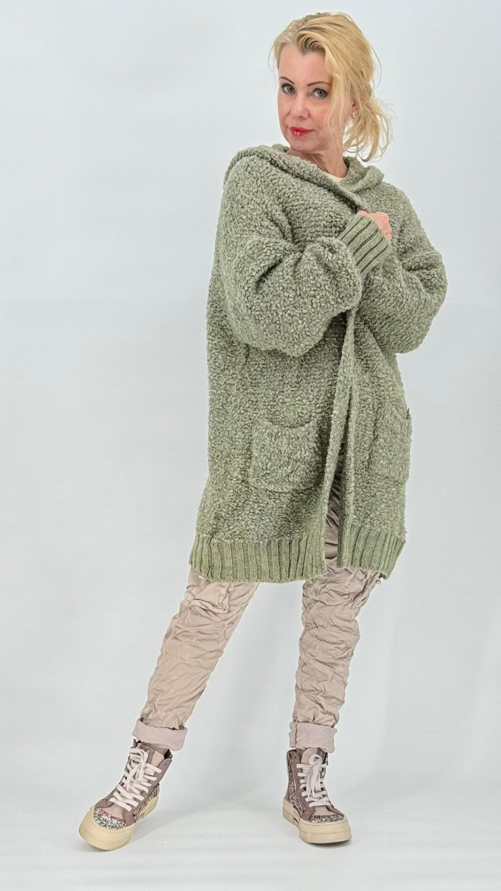 Strickjacke Bouclé grün